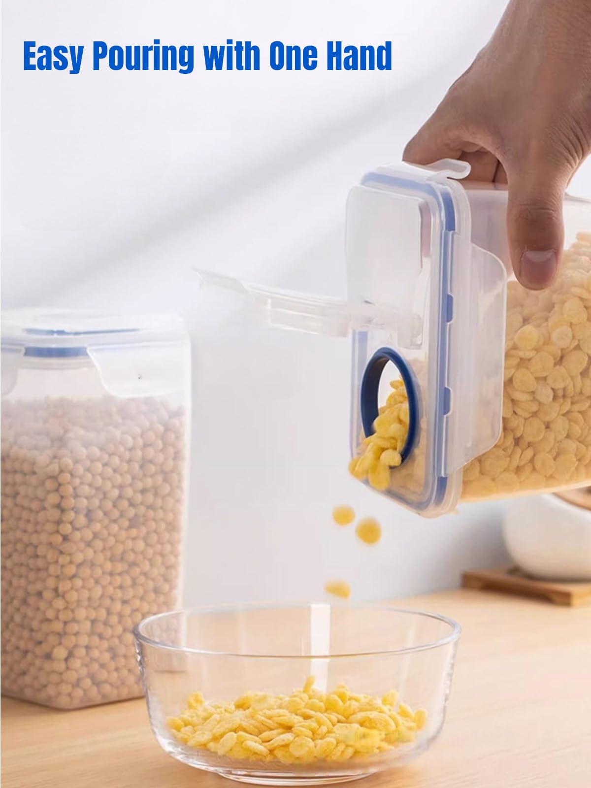 2Pcs 63oz Cereal Containers Storage with Pour Spout for Rice, Pasta, Dry Food | Flour Sugar Storage Containers with Reusable, Airtight, Visible, and BPA Free