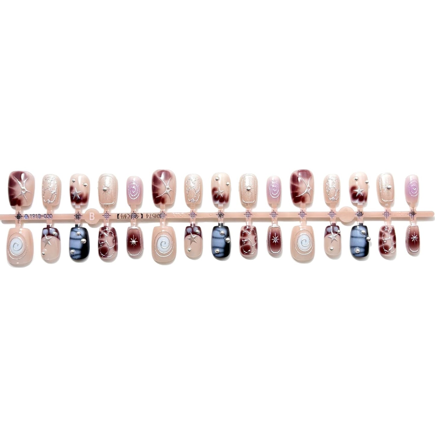 24Pcs Y2K Sweet Press on Nails Short Square Fake Nails Silver Irregular Designs French Nails Tip Stick on Nails Full Cover Artificial Glue on Nails Rhinestones Nail for Women DIY Punk Manicure