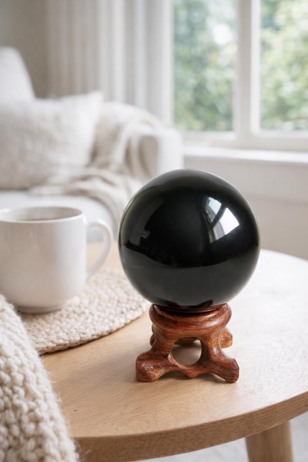 Mina Heal Black Obsidian Sphere for Meditation, Feng Shui, and Divination – Authentic Obsidian Crystal Ball for Protection and Energy Cleansing
