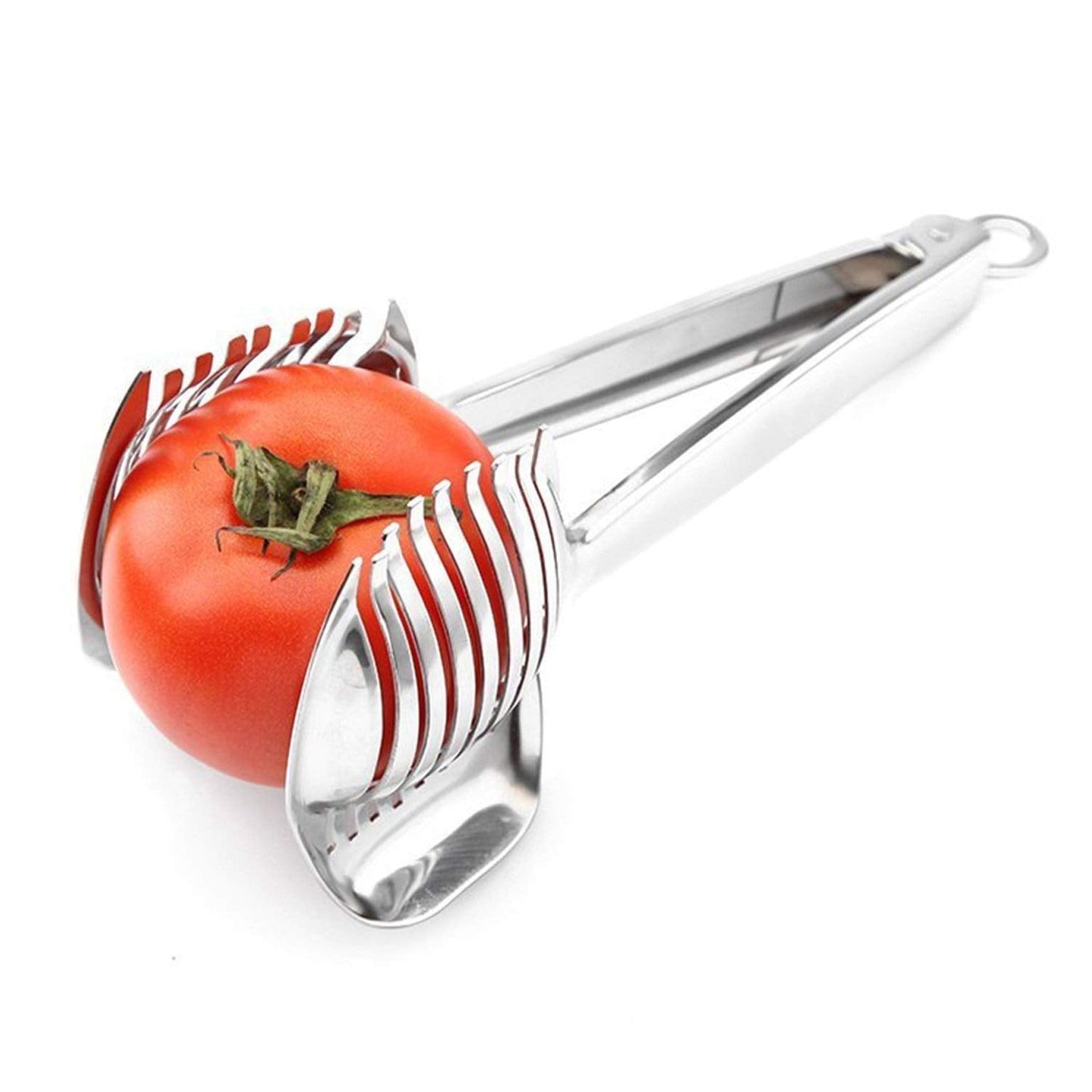 KAYCROWN Tomato Slicer Lemon Cutter Multipurpose Handheld Round Fruit Tongs Stainless Steel Onion Holder Easy Slicing Kiwi Fruits & Vegetable Tools Kitchen Cutting Aid Gadgets Tool