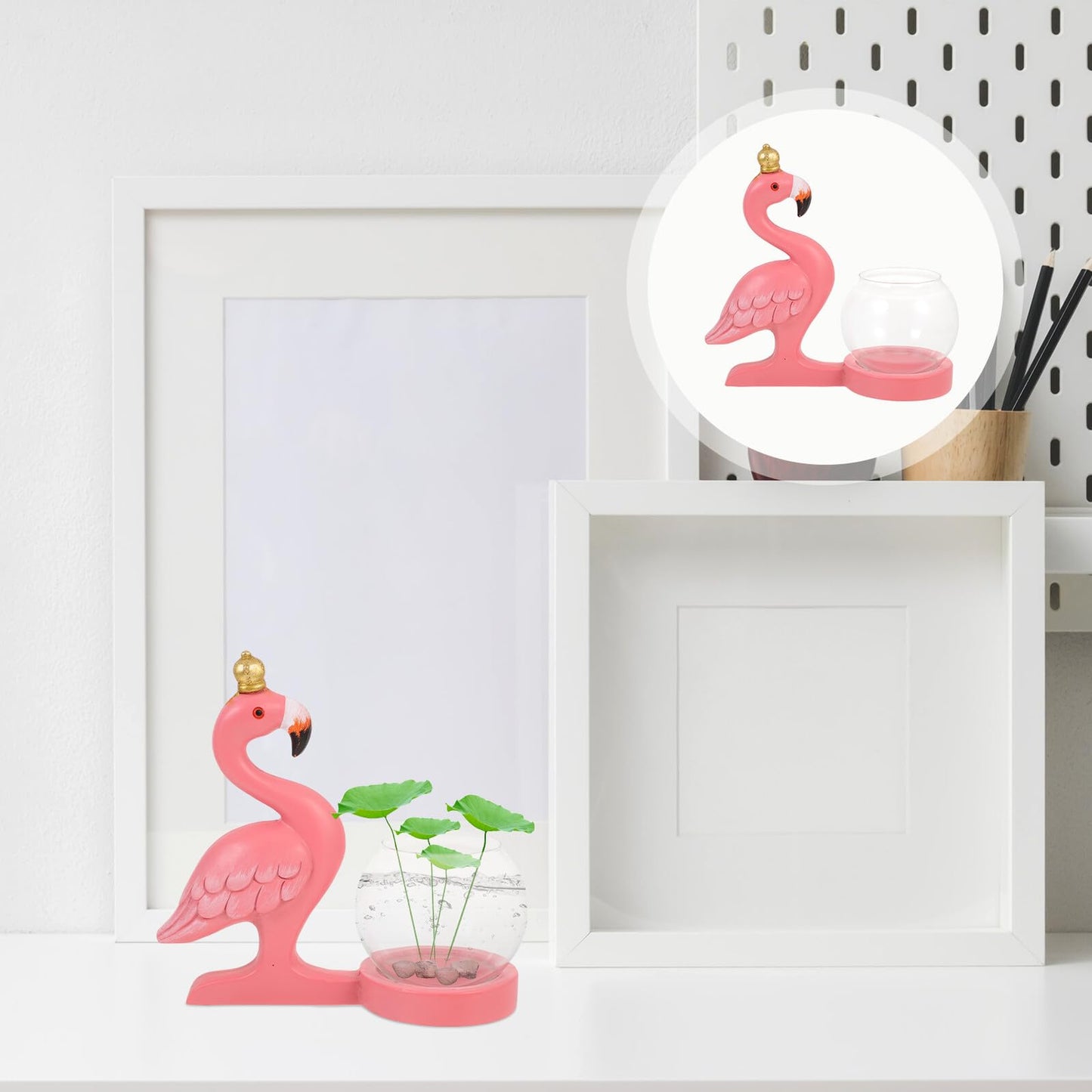 Homoyoyo Flamingo Hydroponic Plants Vase Glass Flower Vase Desktop Terrarium Plant Container for Home Centerpieces Decorative Use