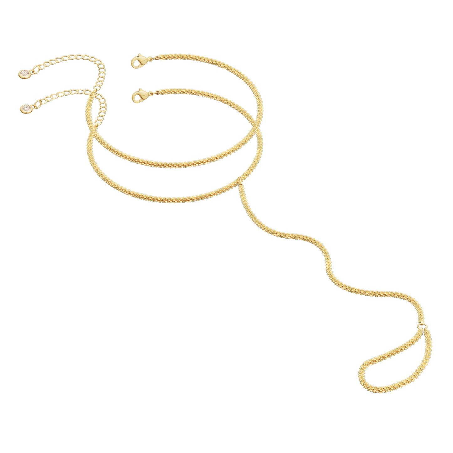 14K Gold Plated Hand Chain Ring Bracelet Stack Non Tarnish Dainty Finger Ring Bracelet Accessories for Women Trendy Jewelry 2025