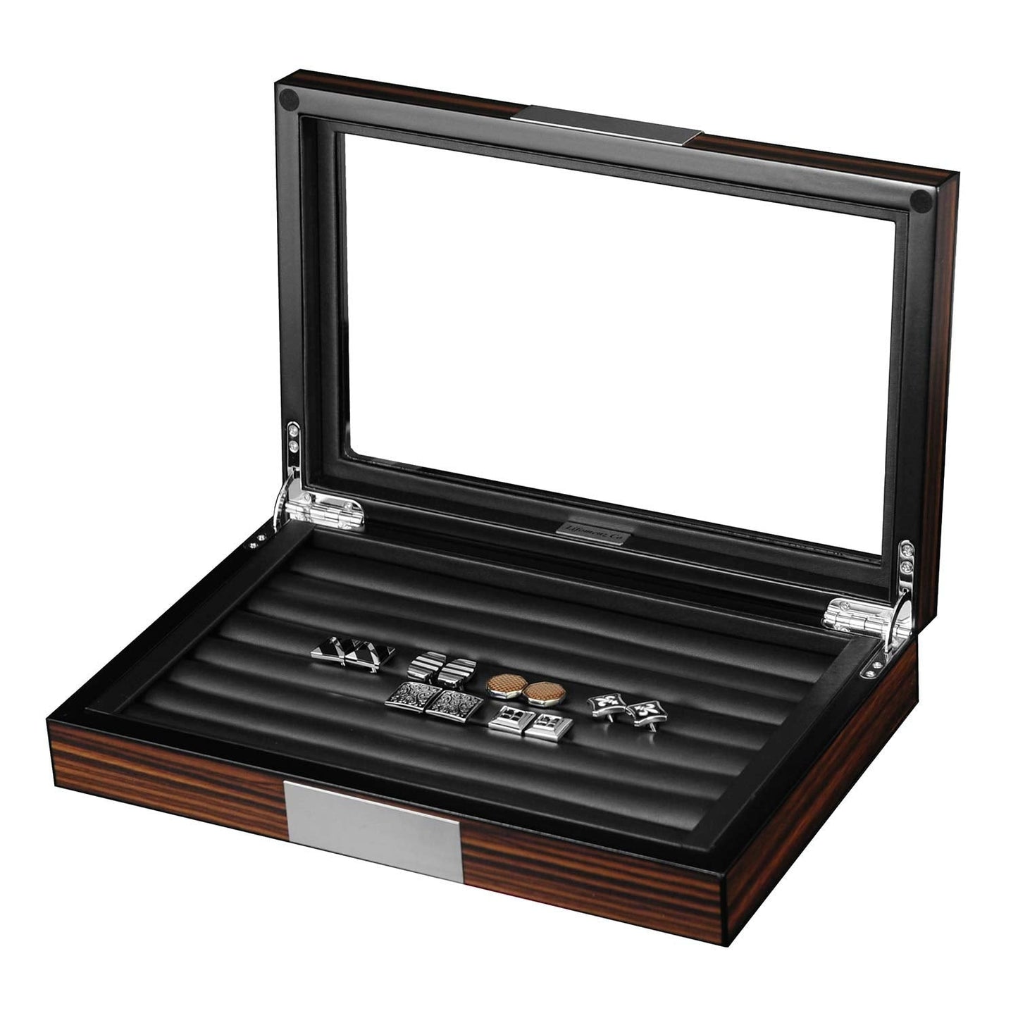 Lifomenz Co Wood Cufflink Box with Glass Window Cufflink Display Case Ring Organizer and Cufflink Box for men Hold 36-46 Pairs