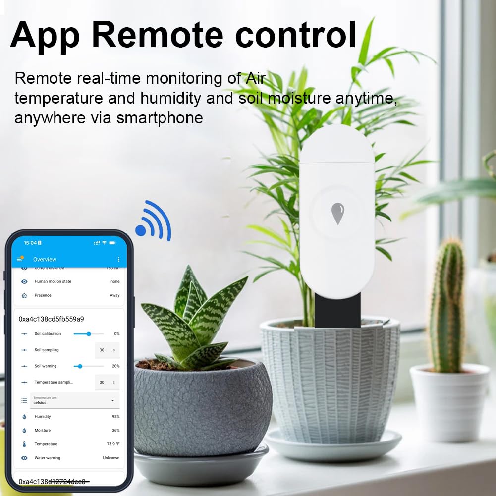 Haozee Intelligent Soil Moisture Sensor, 3 Pack, Zigbee Hub Required, Capacitive Sensor, Moisture/Temperature Meter for Garden Planting, Compatible with Home Assistant Zigbee2mqtt