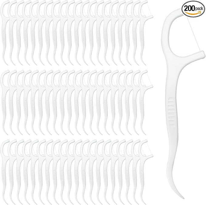 200 Count Tooth Floss Picks, Double Cleaning Tooth Picks Flossers with Bristles,Small Home Tooth Pick for Adult (200)