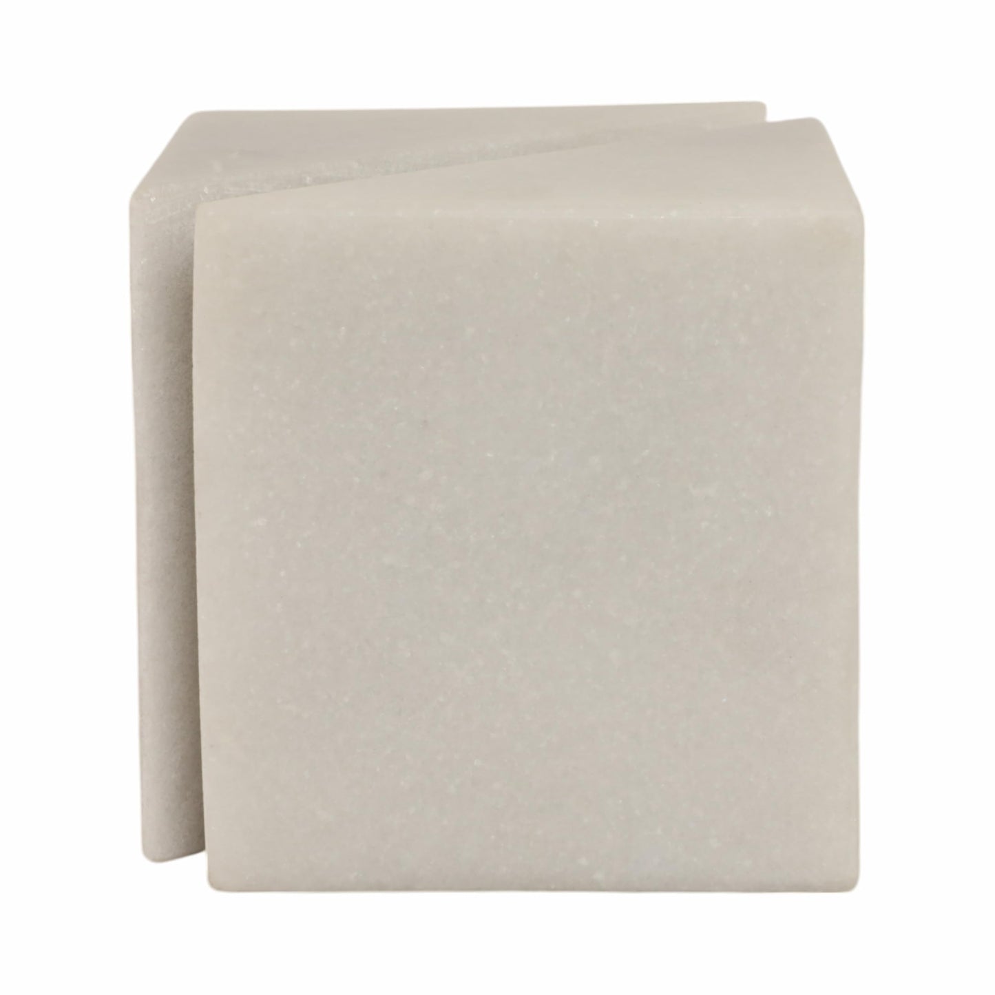 White Marble Sculpture Cube – Accessories for Room Styling and Layering – Shelf, Desk, or Console Placement – Modern Geometric Design Accent for Contemporary Spaces, Home Decor – 4", White Finish