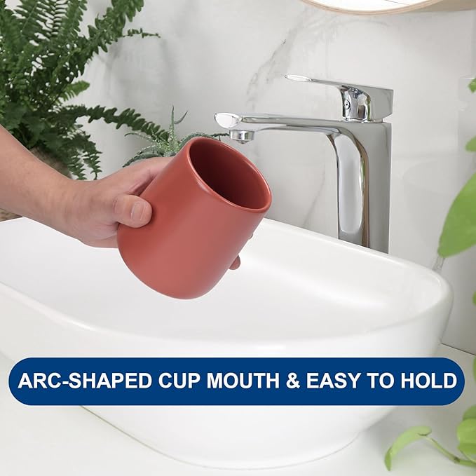 Bathroom Tumbler Cup Ceramic 13.5oz Reusable Toothbrush Cup 400ml,Toothbrush Holder Adequate for Your Bathroom (Red)