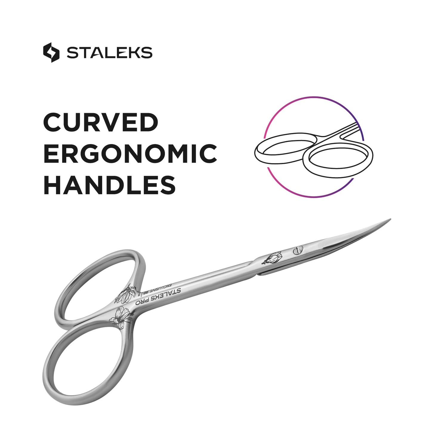 Staleks Exclusive 20 Type 1 Cuticle Scissors (Magnolia) – Professional Manual Sharpening and Classic Curved Blades