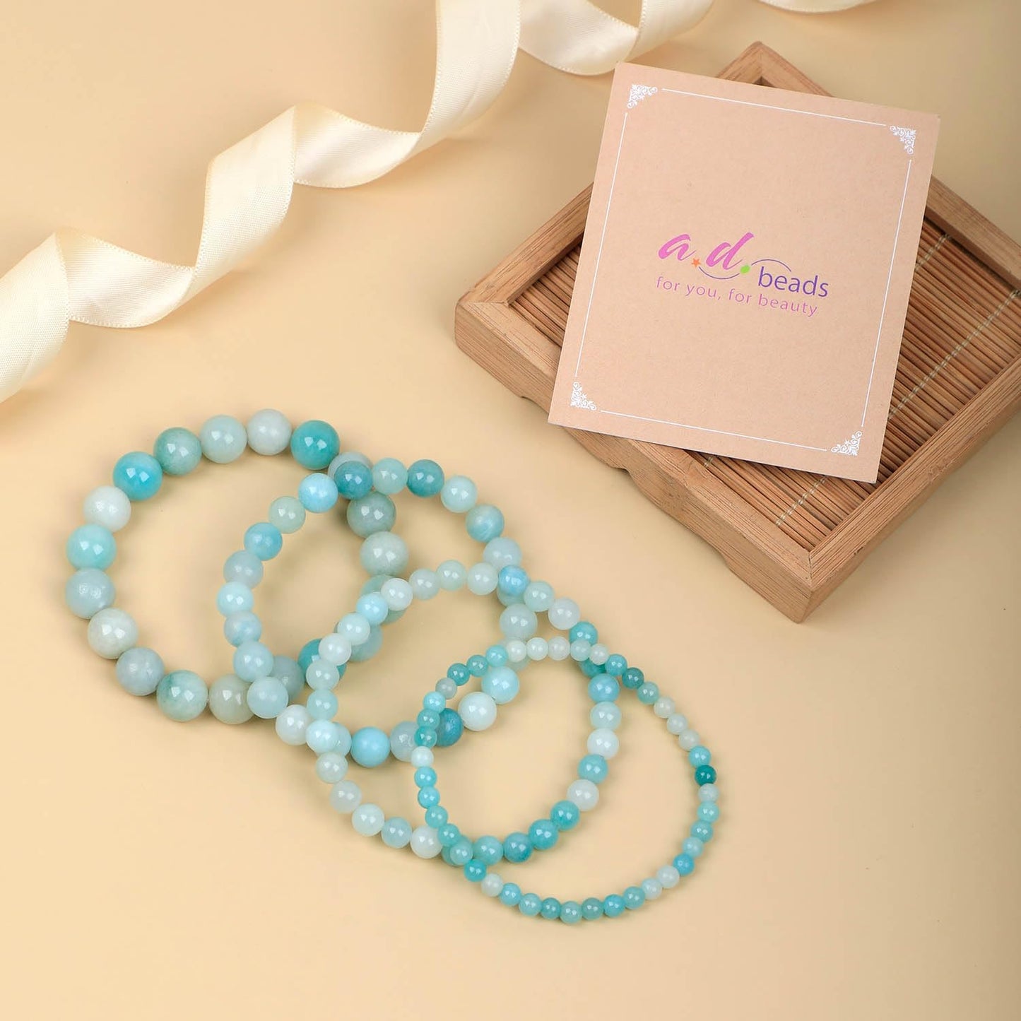 AD Beads Handmade Gemstone Stretch Elastic Bracelet Crystal Healing Reiki Nature's Beauty and Spiritual Essence Unisex (10mm, Amazonite (Unlock Your True Self))