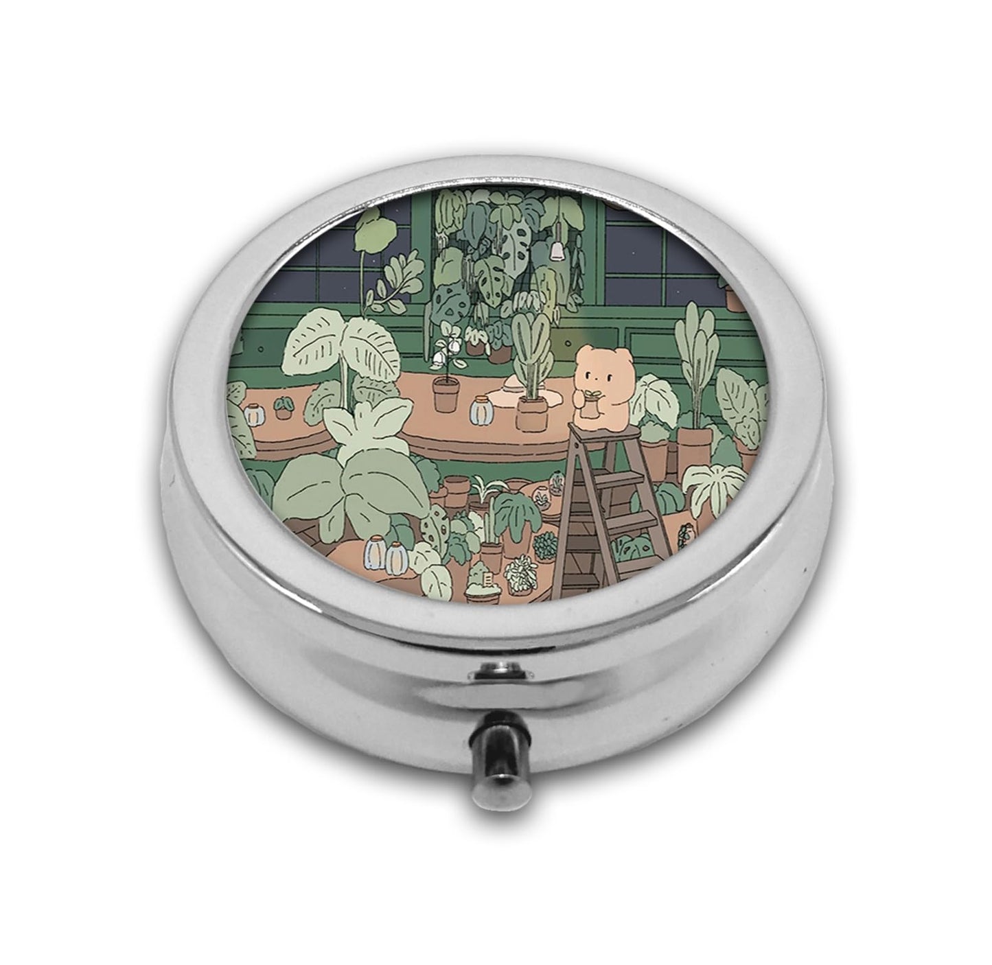 Pill Box,Cute Kawaii Anime Round Pill Box 3 Compartment Decorative Pocket Purse Portable Mini Travel Medicine Tablet Vitamin Holder Organizer Pill Case