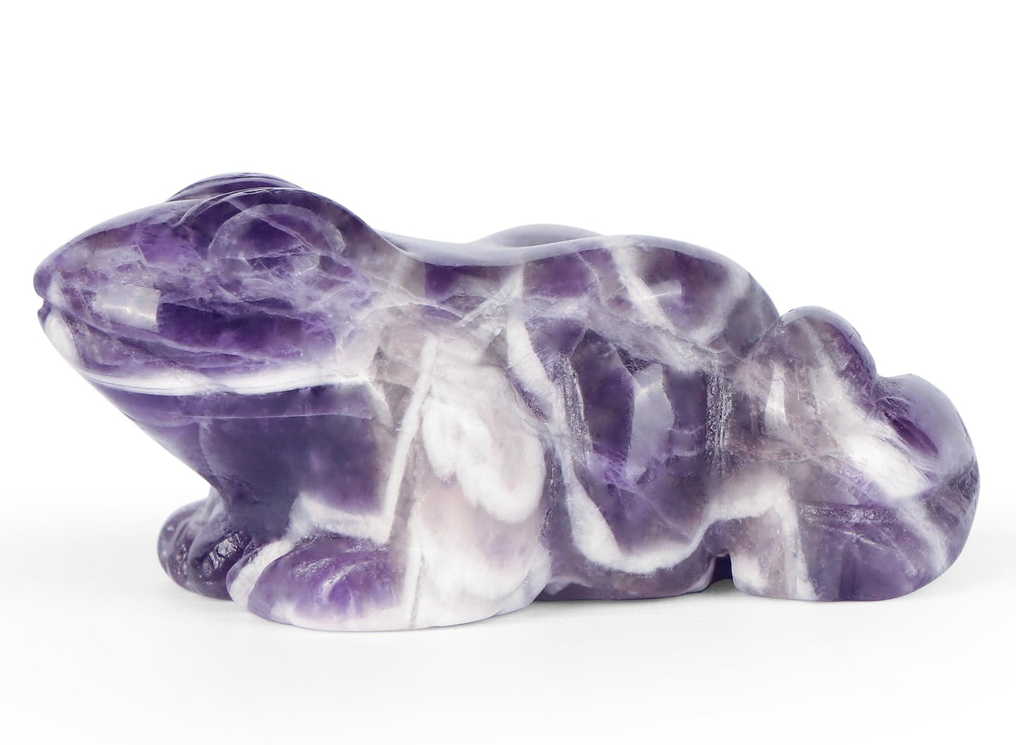SMQ 2 inch Natural Amethyst Frog Figurine, Hand Carved Crystal Statue Decoration, Healing Stone Crystal Animal Statue with Gift Box