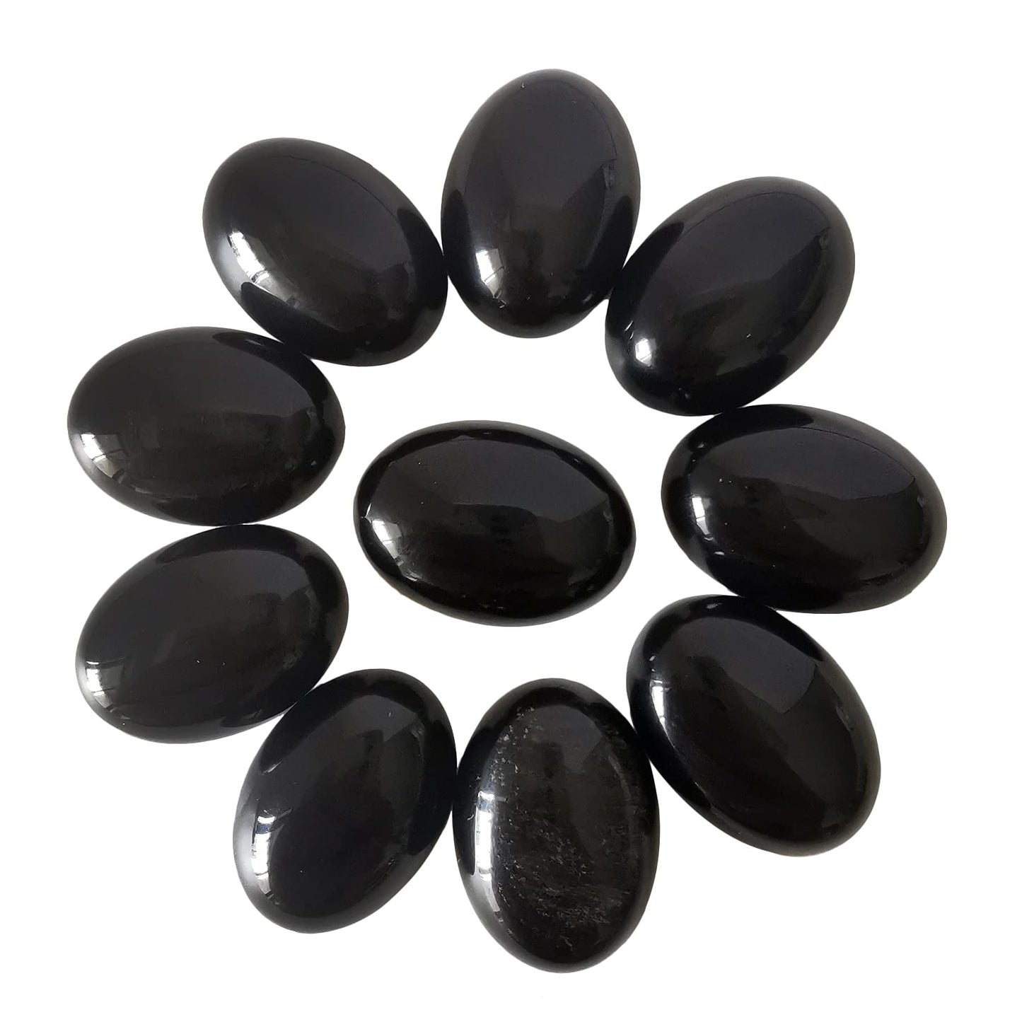 Loveliome 18x13mm Oval Cabochons Flatback Crystal Stone Gemstones Beads for Jewelry Making DIY Pack of 10, Black Obsidian