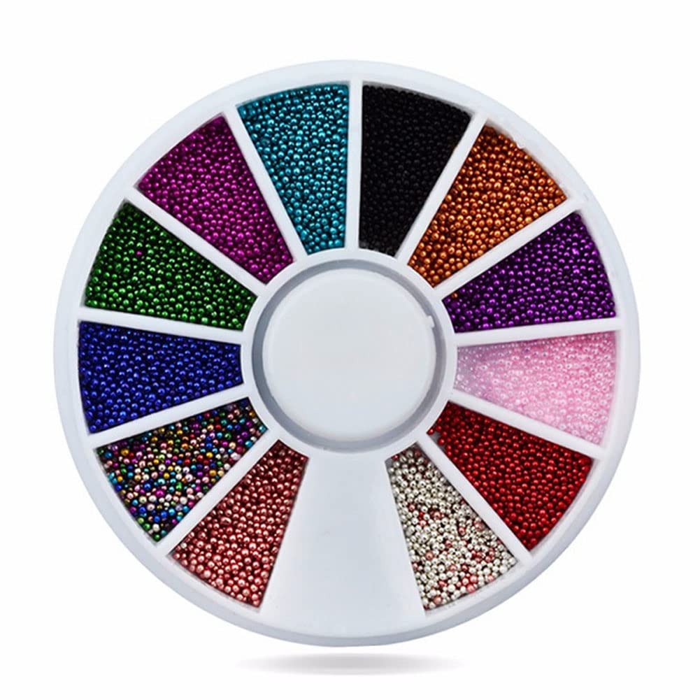 Mesiyun Nail Art 3D Caviar Beads Mini Metal Ball Gold Studs and Silver Micro Steel Beads