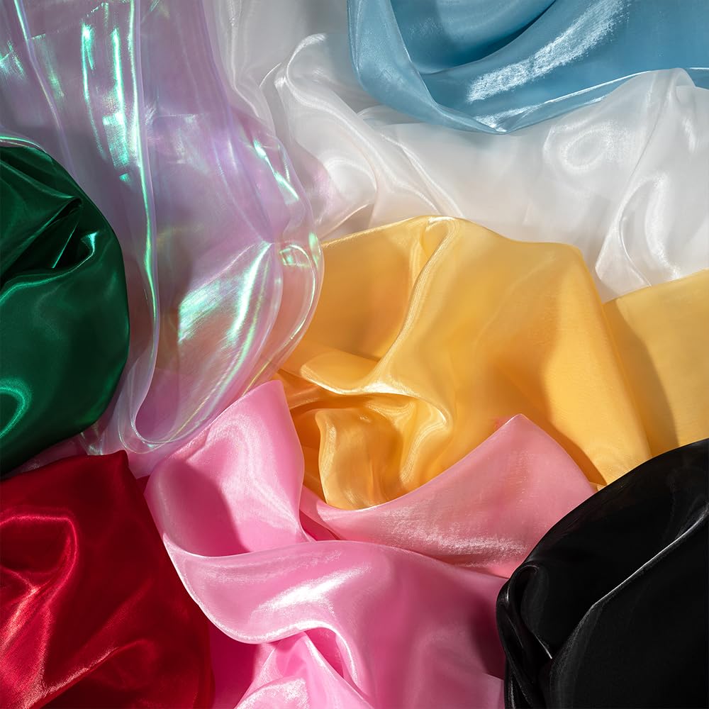 Forest Green See Through Fabric, 5 Yard Organza Fabric, Silky Glitter Translucent 44" Wide Tulle Material for Wedding Dresses Fashion DIY Crafts Party Event Decorations