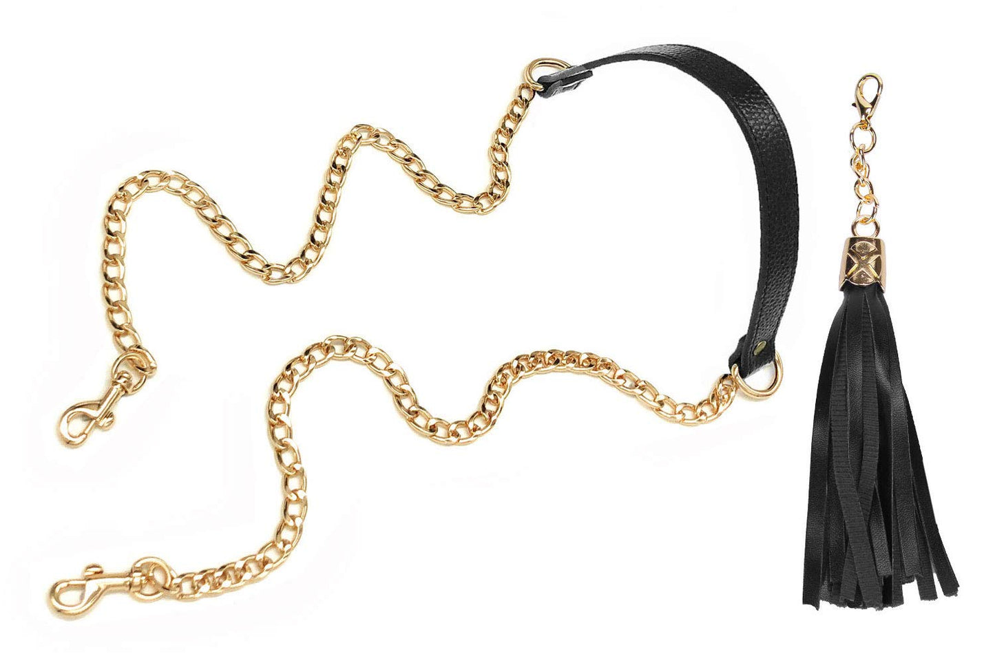 VanEnjoy Replacement Chain & Genuine Leather Shoulder Crossbody Strap (Black(with Tassel))