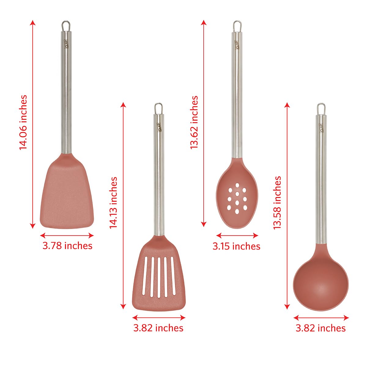 Glad Kitchen Utensils Set, 8pcs - Nonstick Cooking Tools with Stainless Steel Handles & Rotating Utensil Holder - Turners, Ladle, Spoon, Tongs, Spaghetti Server, and Skimmer - Dishwasher Safe, Rust