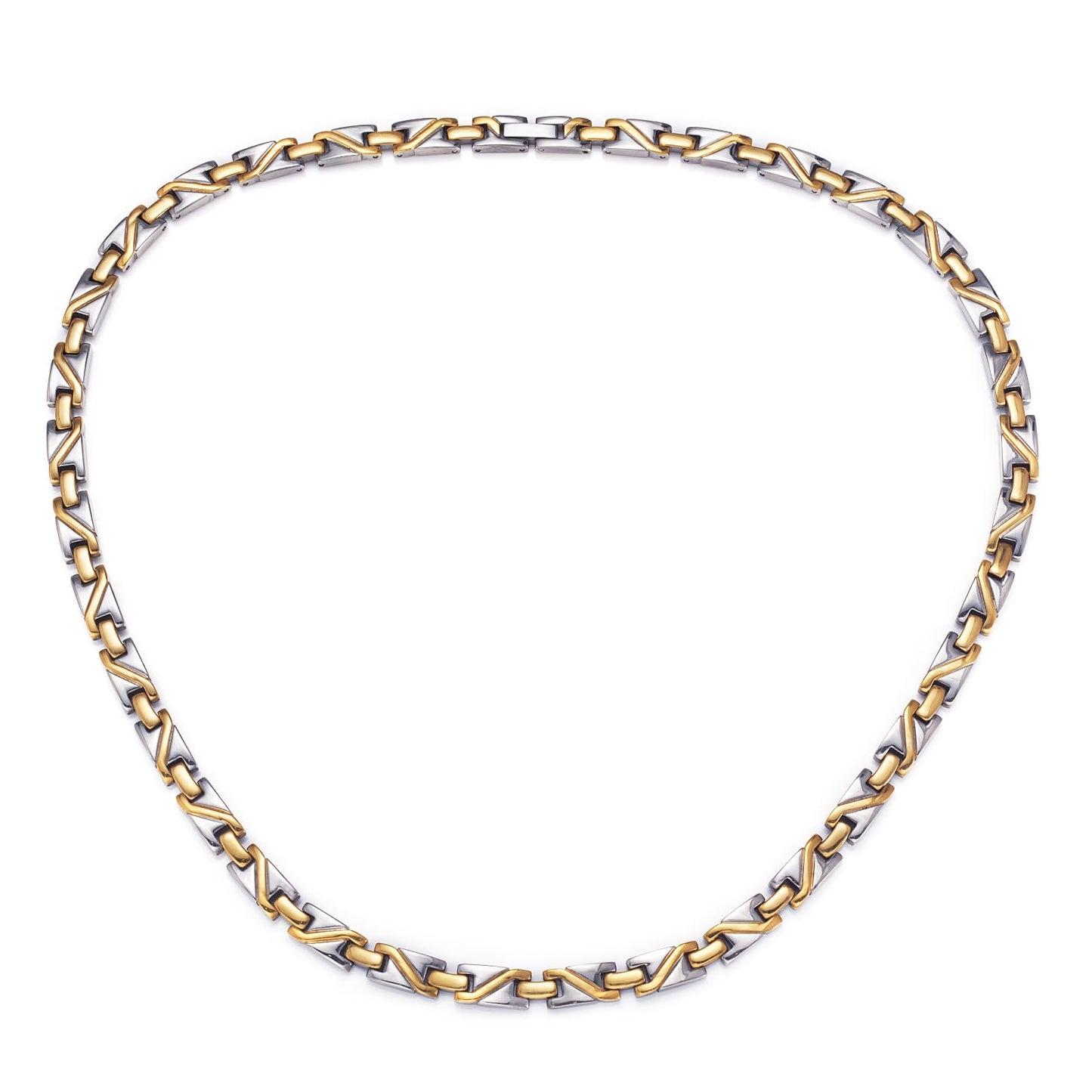 EnerMagiX Titanium Gold & Silver Gradient Magnetic Necklace for Men & Women, Fashion Jewelry