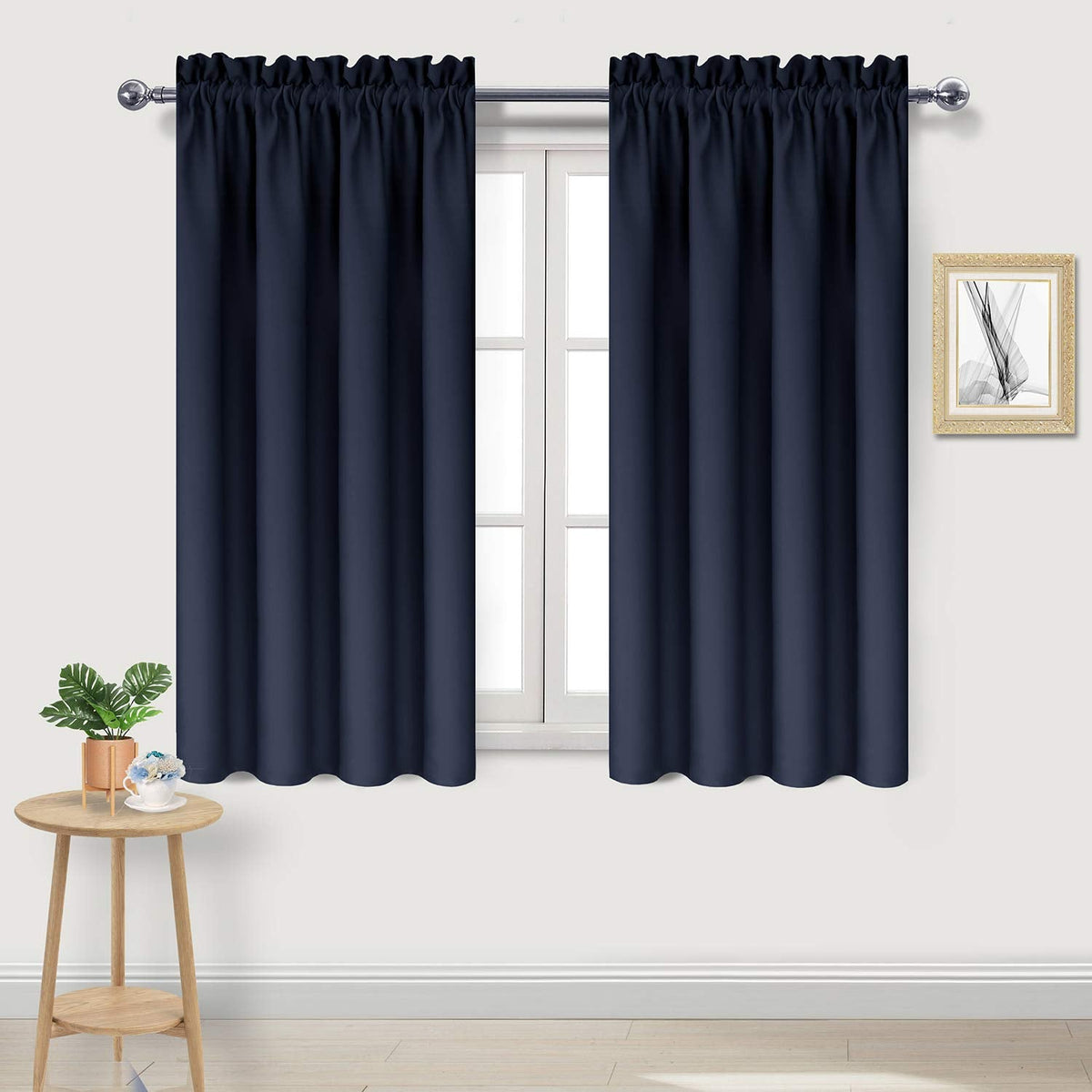 Blackout Curtains for Bedroom Living Room 42 x 54 Inch Long Navy (2 Count)