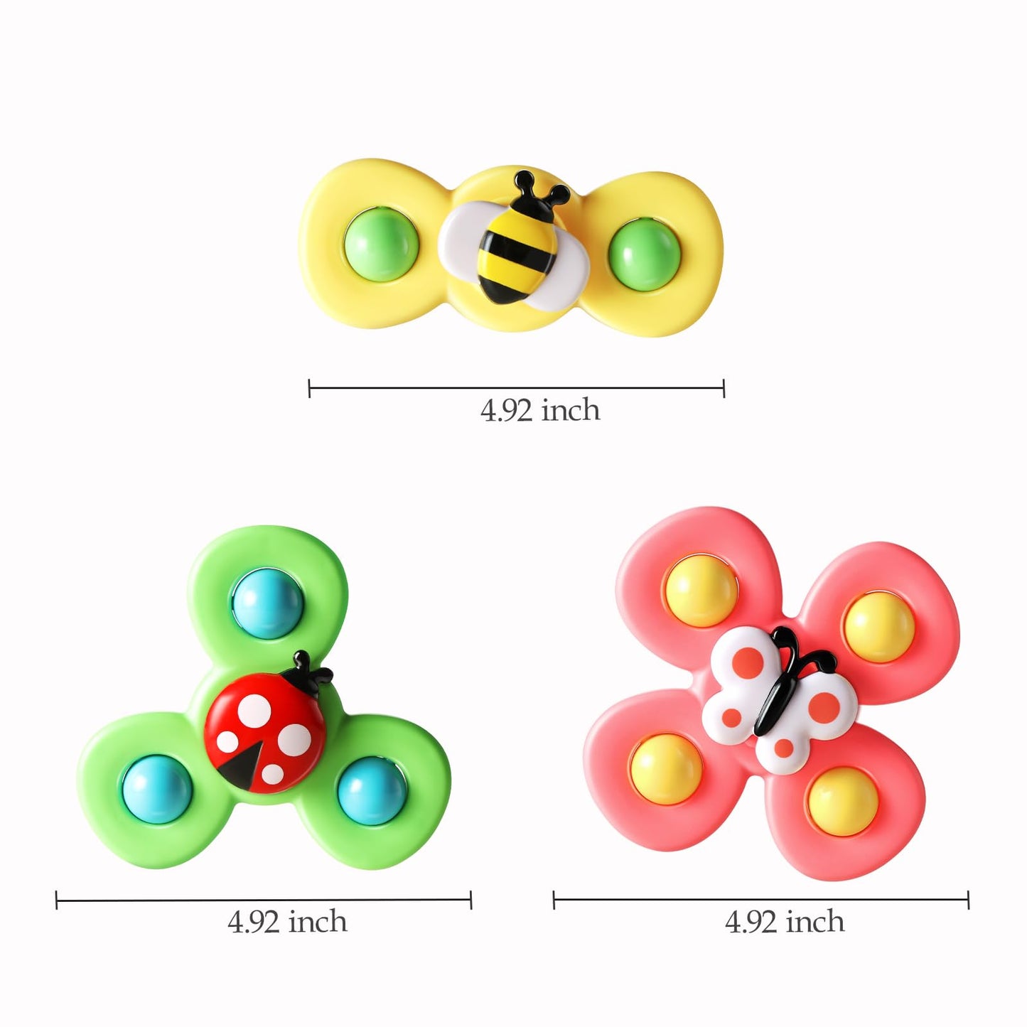 ALASOU 6 PCS Suction Cup Rotating Toys(3 Farm+3 Panda) for Infant and Toddlers