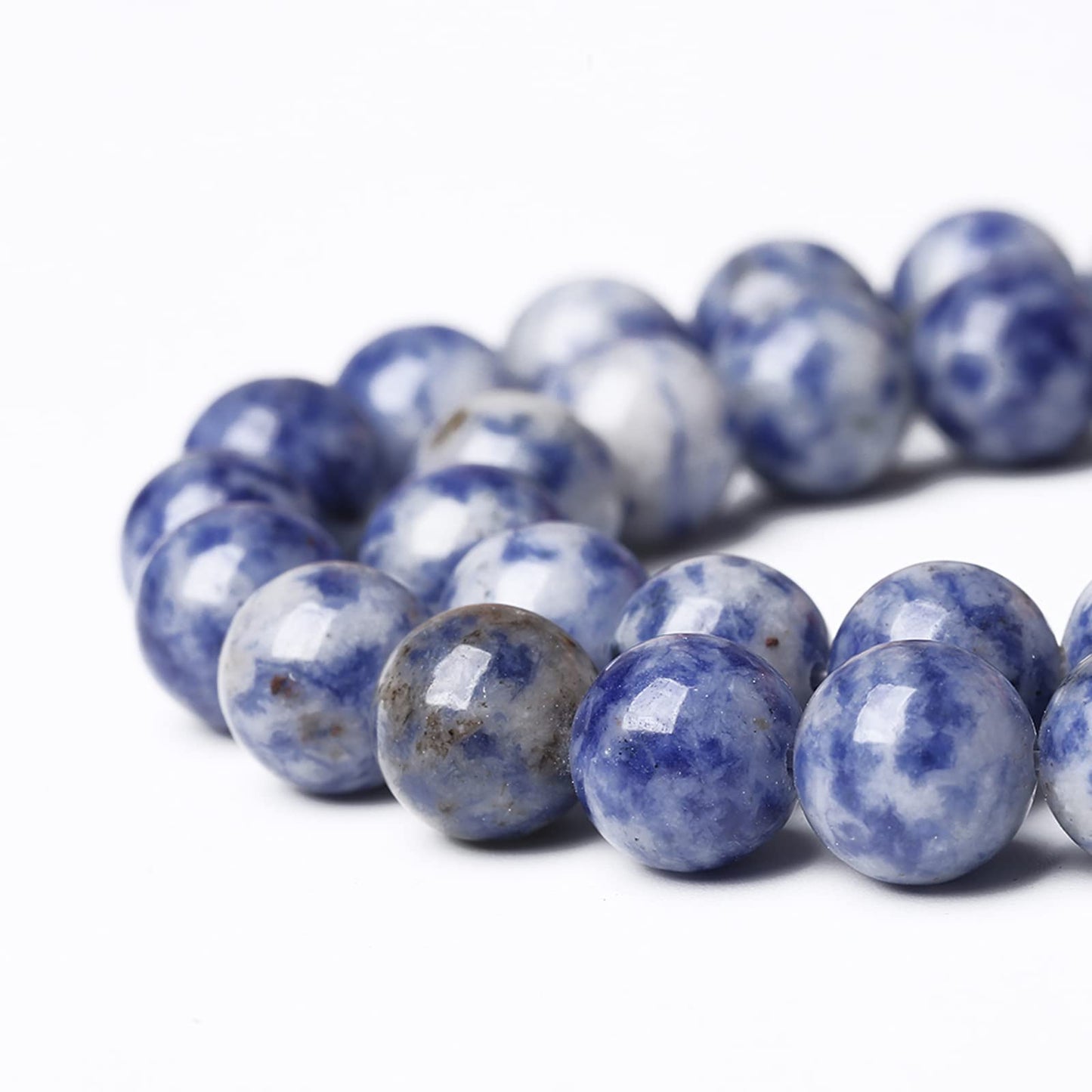 45PCS 8mm Natural Sodalite Beads Round Loose Stone Beads for Jewelry Making DIY Energy Stone Healing Power Bracelet 15"