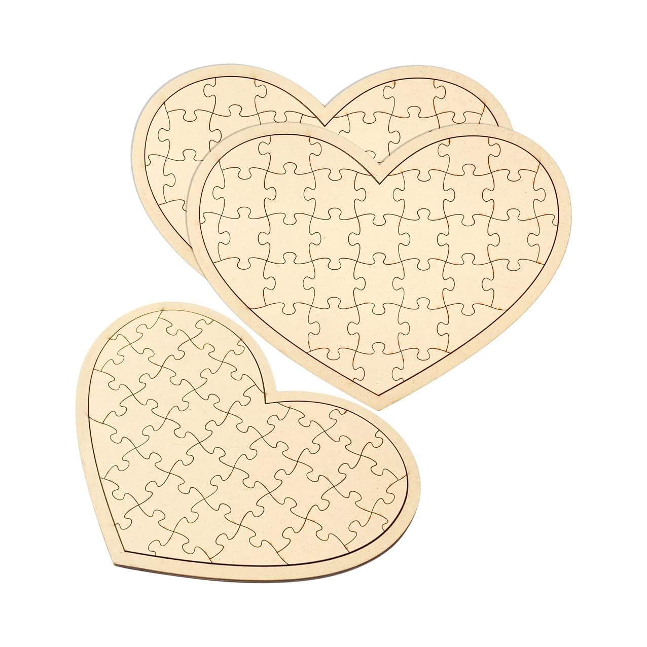 3 Pack Blank Wooden Heart Shaped Jigsaw Puzzle 11.2x8.4 Inch Unfinished Wooden Puzzle Board Heart Shaped Canvas for DIY