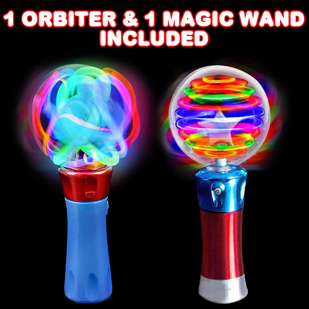 ArtCreativity Light Up Magic Ball Wand & Spinning Light Wand Set – LED Light Spinner Wands for Kids, Includes Flashing Light Up Spinner – Sensory Toys for Kids with Autism – Batteries Included