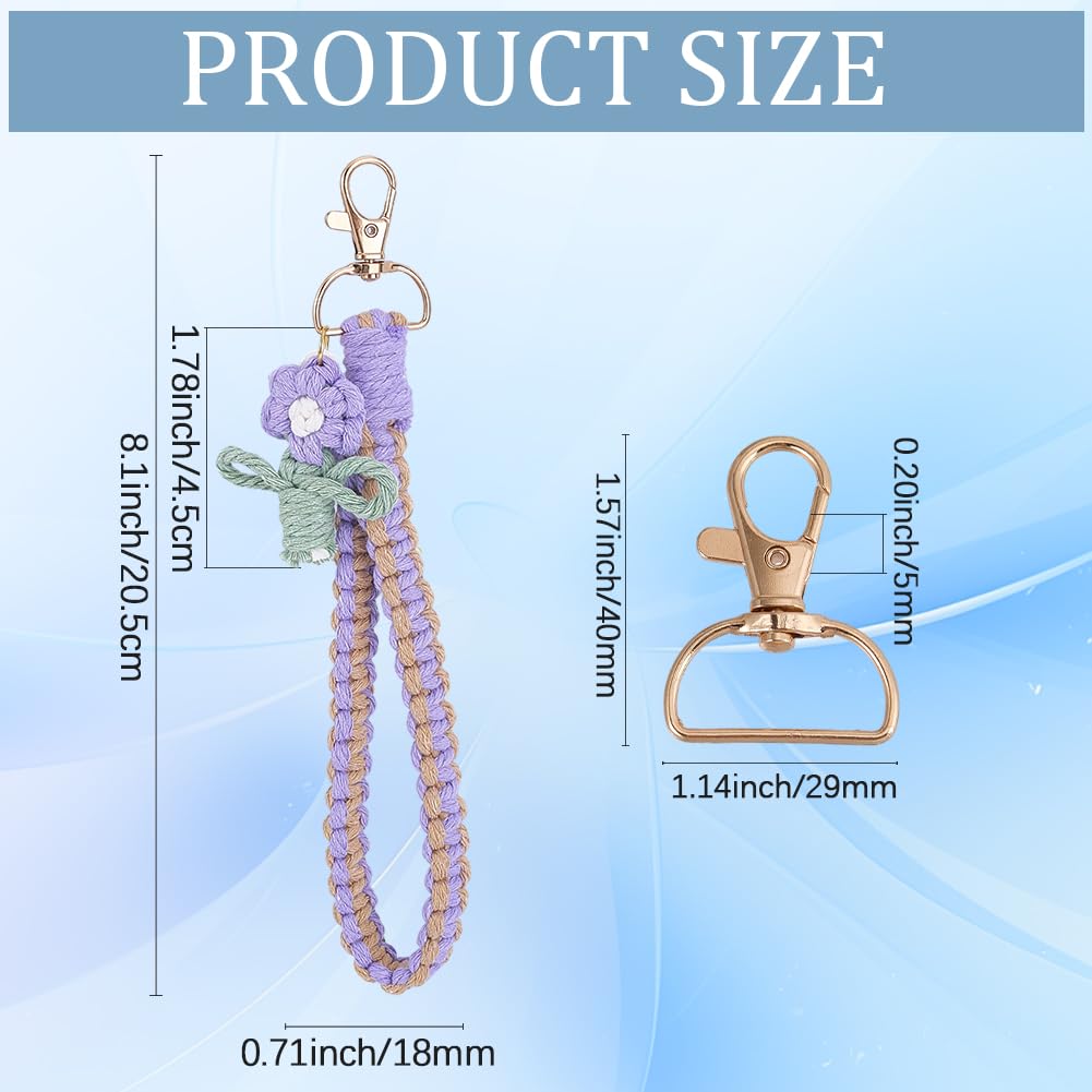 SUNNYCLUE DIY 6 Sets Phone Charms Making Kit Phone Wrist Strap Macrame Keychain Bracelet Flower Keychains Cellphone Lanyard Boho Macrame Kits for Beginner Starter Smartphone Key Purse Bag Wallet