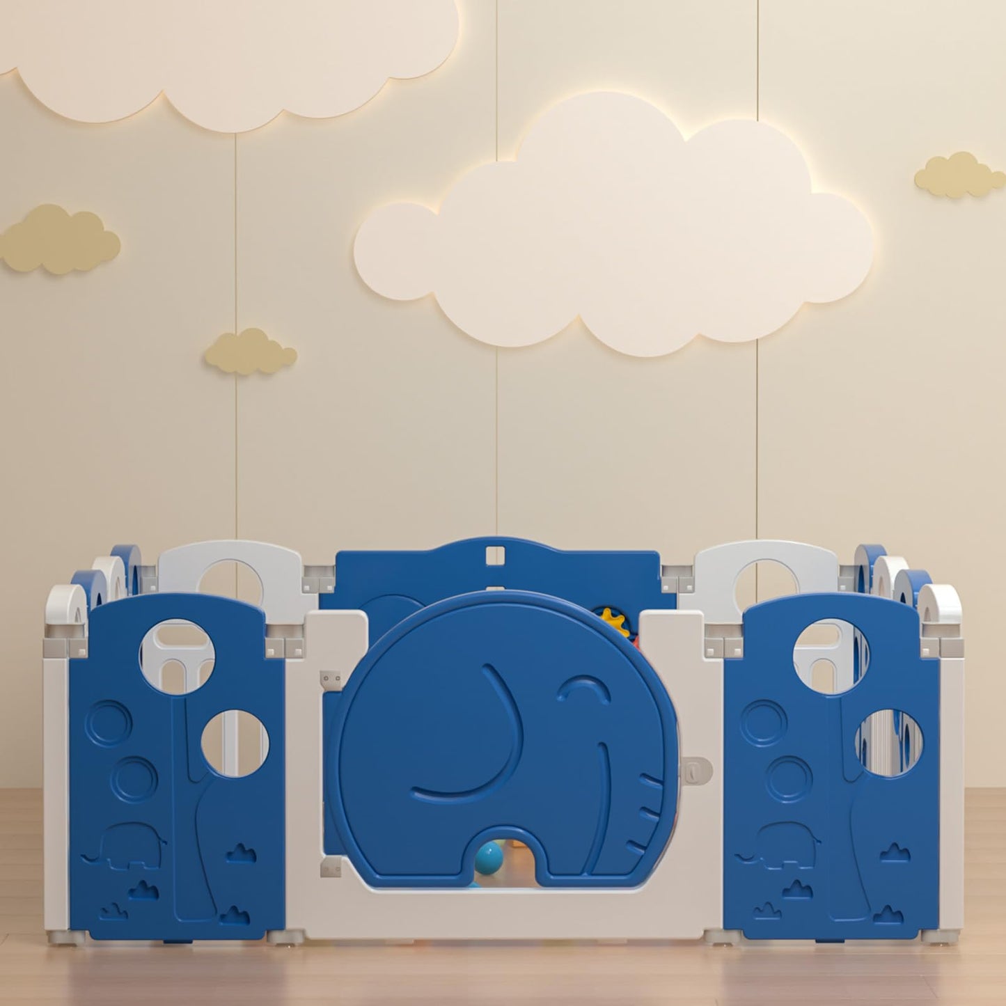 LulliSpace Baby Playpen,for Kids and Toddlers,Kids Activity Centre Safety Play Yard,Indoor&Outdoor Pattern Baby Fence with Game Panel, Safety Lock, Non-Slip Bases, Adjustable Shape,14 Panels