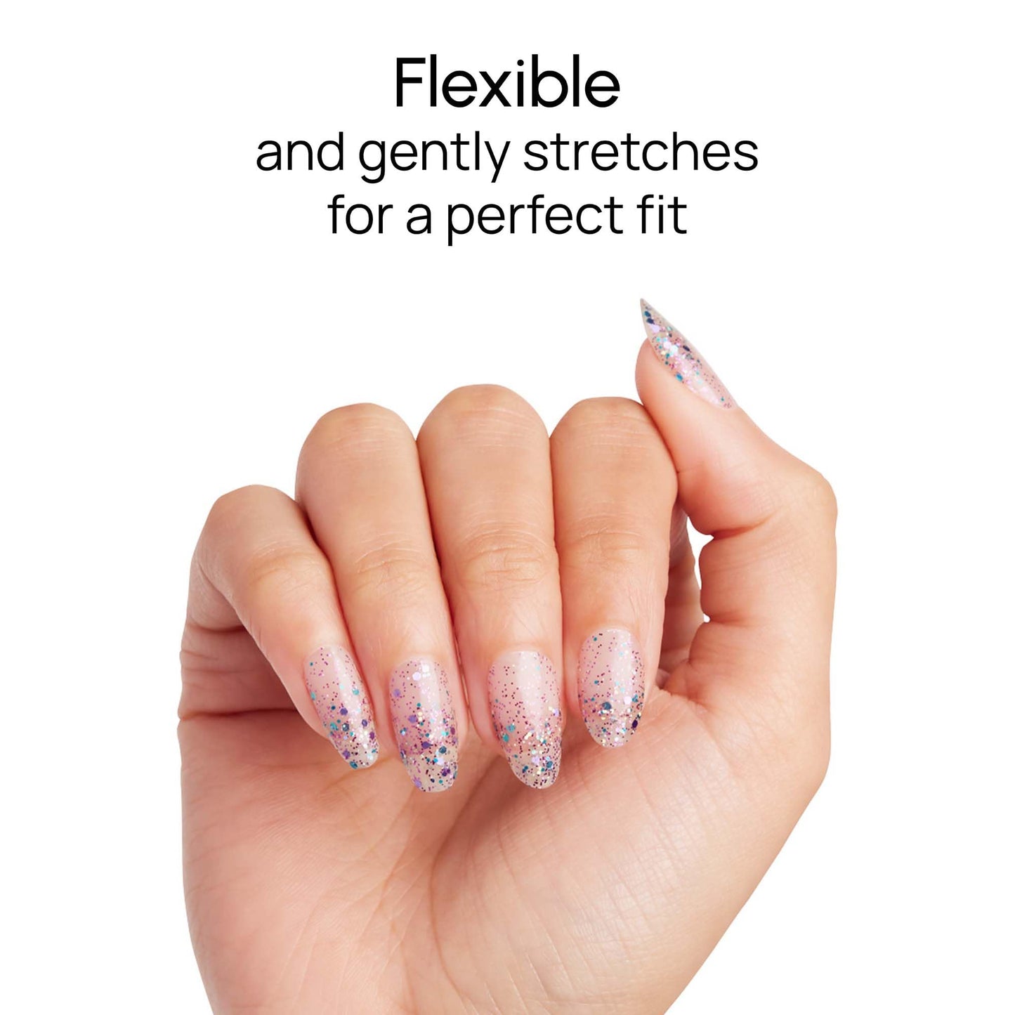 Color Street Curtain Call Nail Strips - Blue & Purple Glitter Dip on Clear Base -Wear Alone or Layer -Glitter Finish -16 Double-Ended Nail Polish Strips