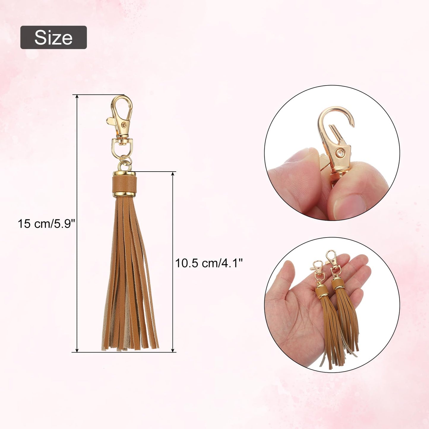 uxcell 10pcs PU Leather Tassels, 6 Inch Keychain Tassel Charm with Lobster Swivel for Jewelry Making, Handbag, DIY Crafts, (Grey Coffee)