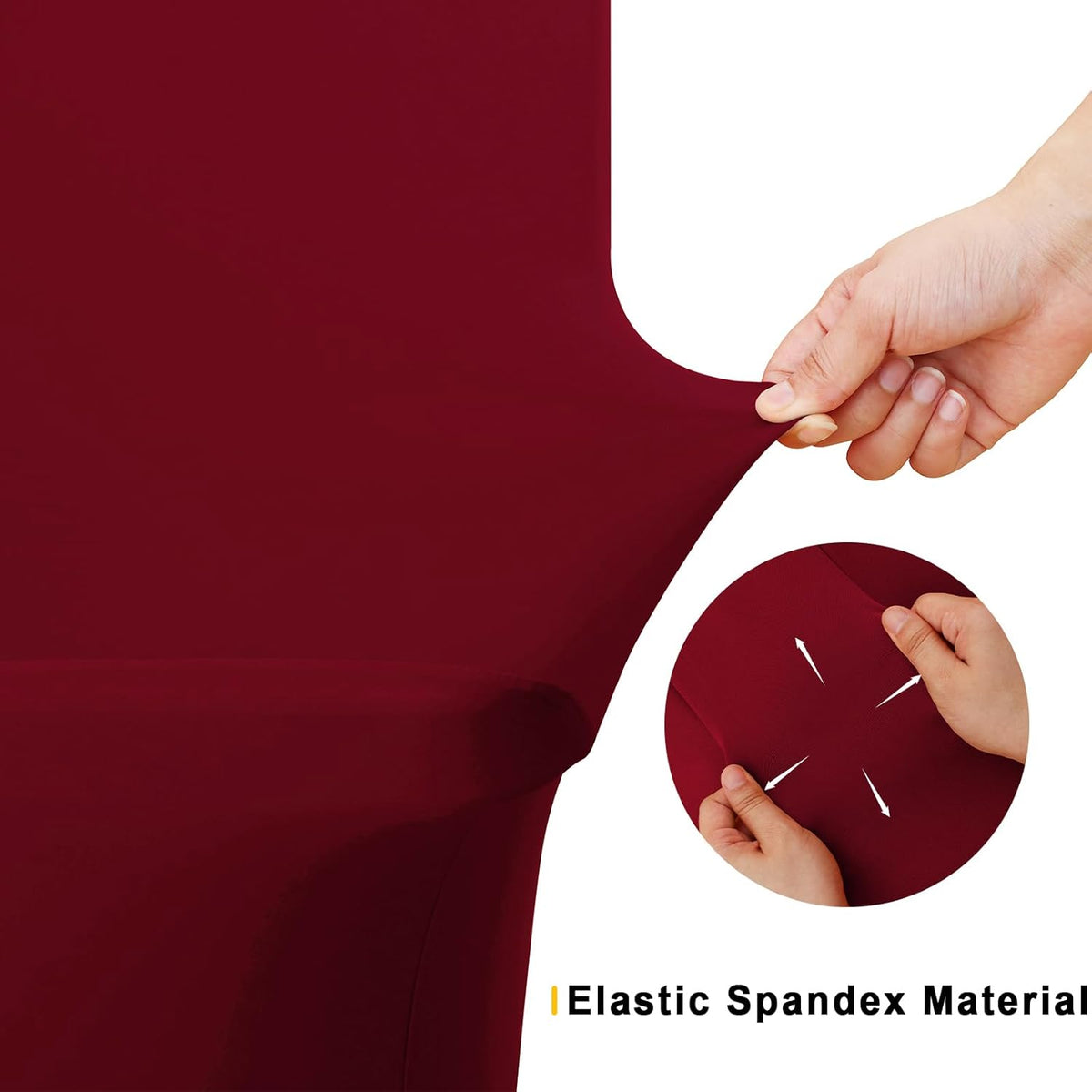 Smiry 2 Pack Spandex Table Cloth 8FT, Elastic Fitted Stretch Tablecloths, Washable and Wrinkle Free Rectangular Patio Table Cover for Outdoor, Wedding, Banquet & Parties (Wine Red, 96Lx30Wx30H Inch)