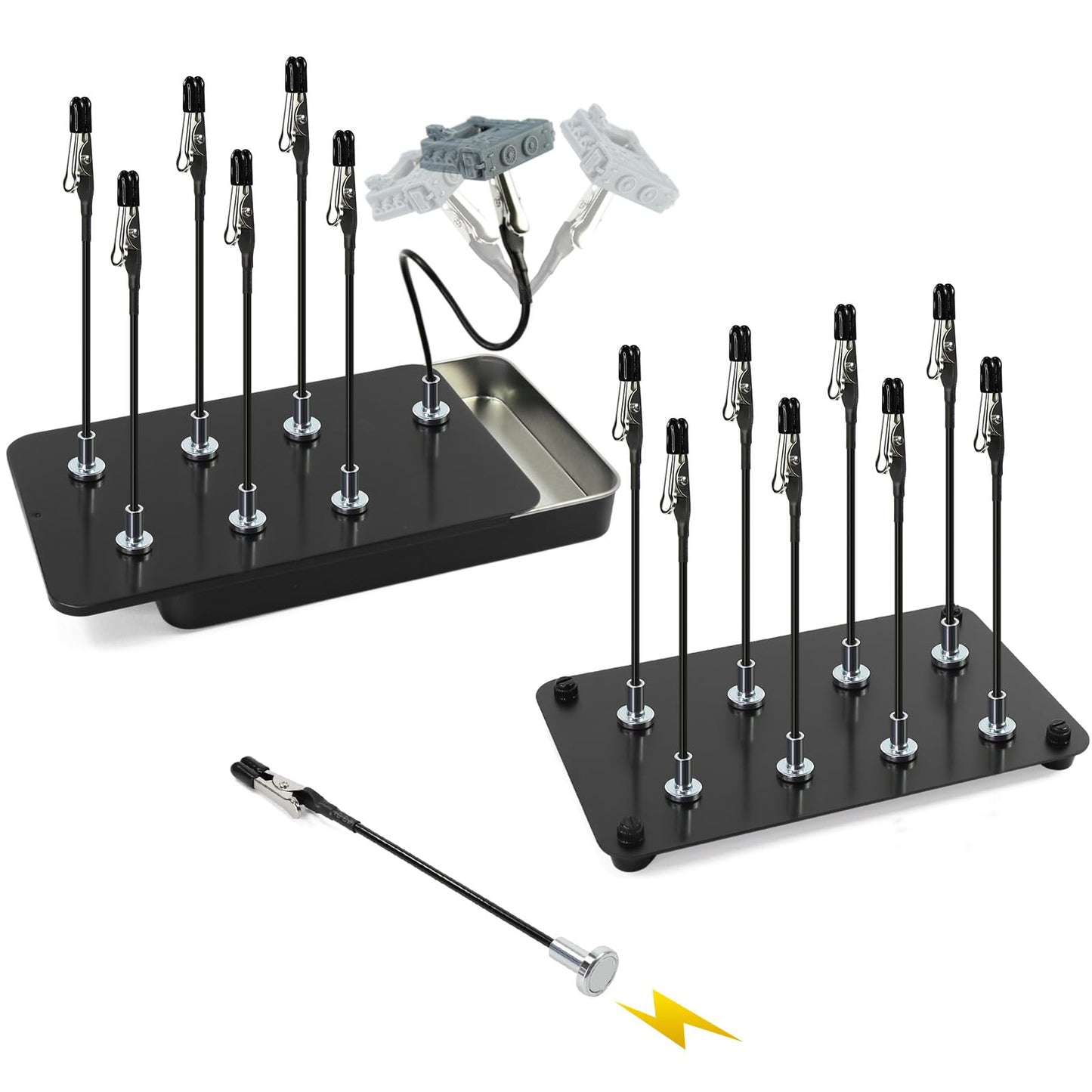 1PC Metal Model Painting Stand Base Holder and 16PCS Magnetic Bendable Alligator Clip Stick Set Modeling Tools for Airbrush Hobby Model Parts GJJC2210L (Base with Bendable Alligator Clip Sticks)