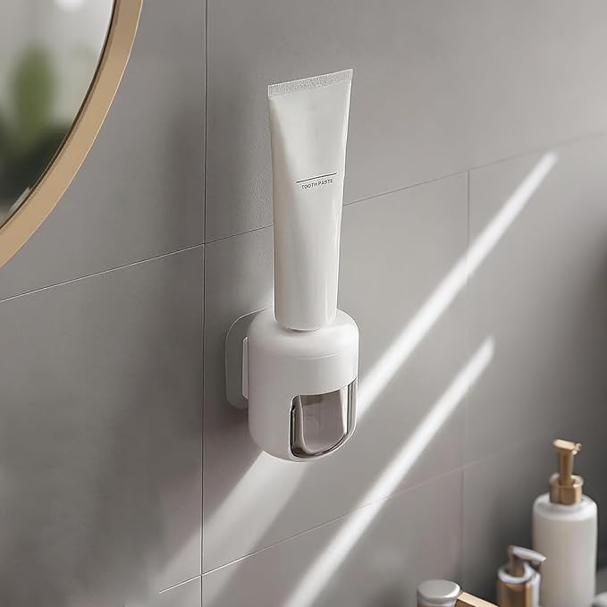 𝟐𝟎𝟐𝟓 𝐔𝐩𝐠𝐫𝐚𝐝𝐞𝐝 So Nice Toothpaste Dispenser Wall Mounted Bathroom Automatic Toothpaste Squeezer,Visualization of Toothpaste Flow Rate(White&Transparent)