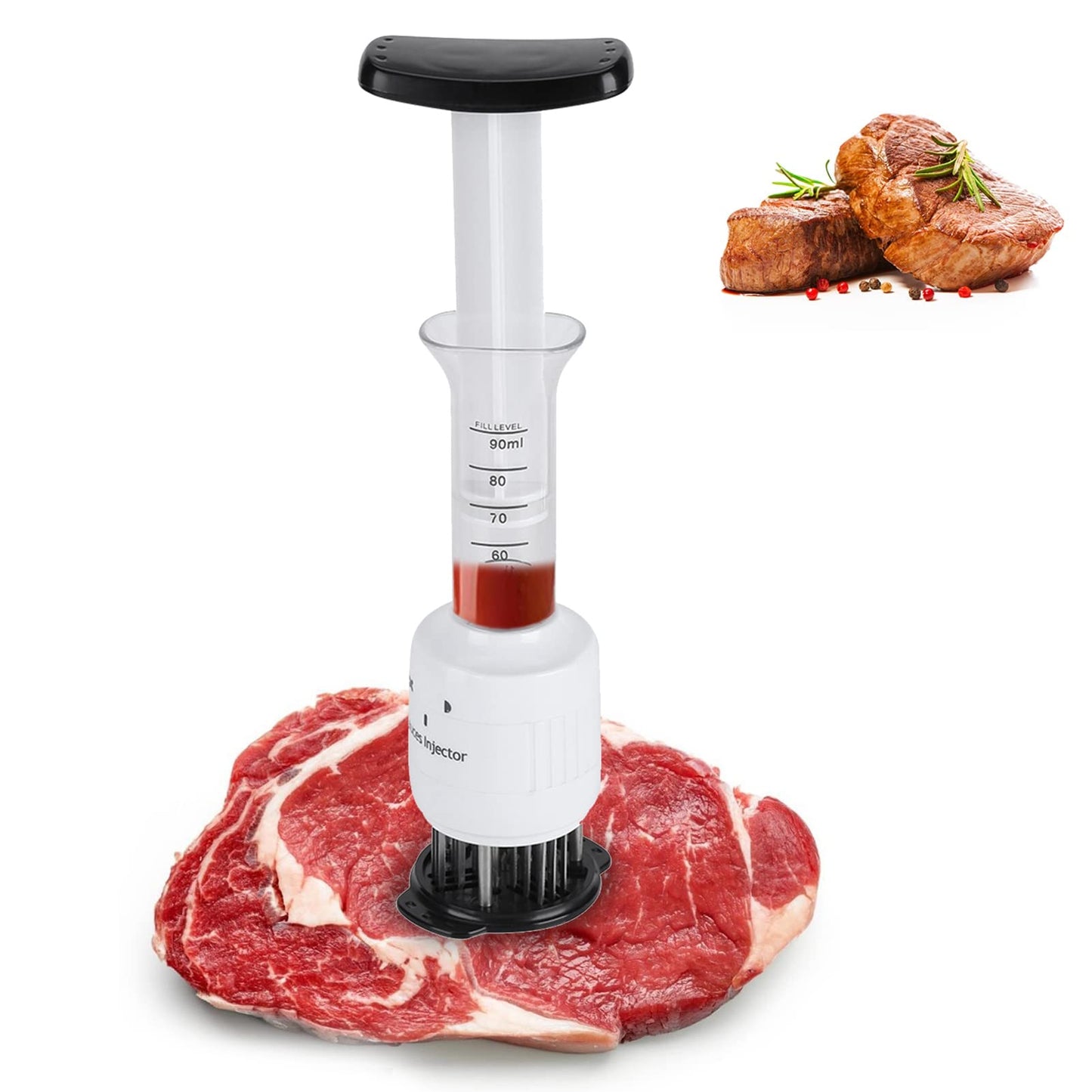 Dioche Meat Marinade Needle Injector, 30 and Tenderizer Injector, Steaks Flavor Syringe Cook Kitchen Tool, for BBQ, Turkey, Fish, Brisket, Pork and Chicken