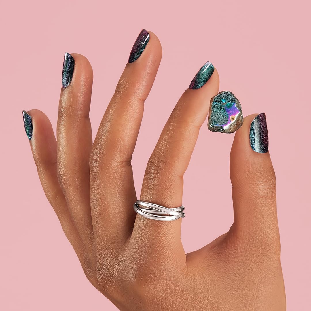 Dashing Diva Glaze Nail Strips - Stone Cold | Works with Any LED Nail Lamp | Long Lasting, Chip Resistant, Semicured Gel Nail Strips | Contains 34 Salon Quality Nail Wraps, 2 Prep Pad, 1 Nail File
