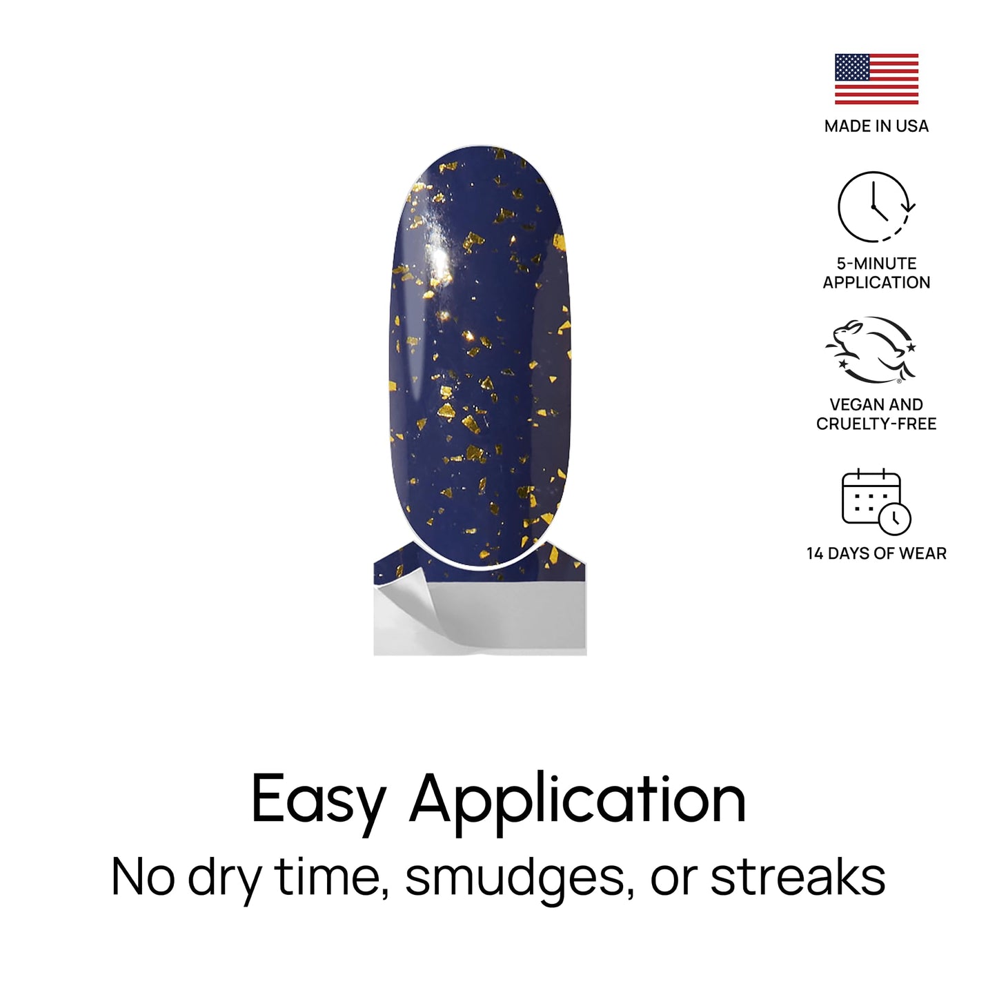 Color Street - Shining Starlet - Deep Blue Purple Nails with Gold Glitter, Real Nail Polish Strips, Glamorous Sparkle Manicure Style - 16 Double-Ended Strips