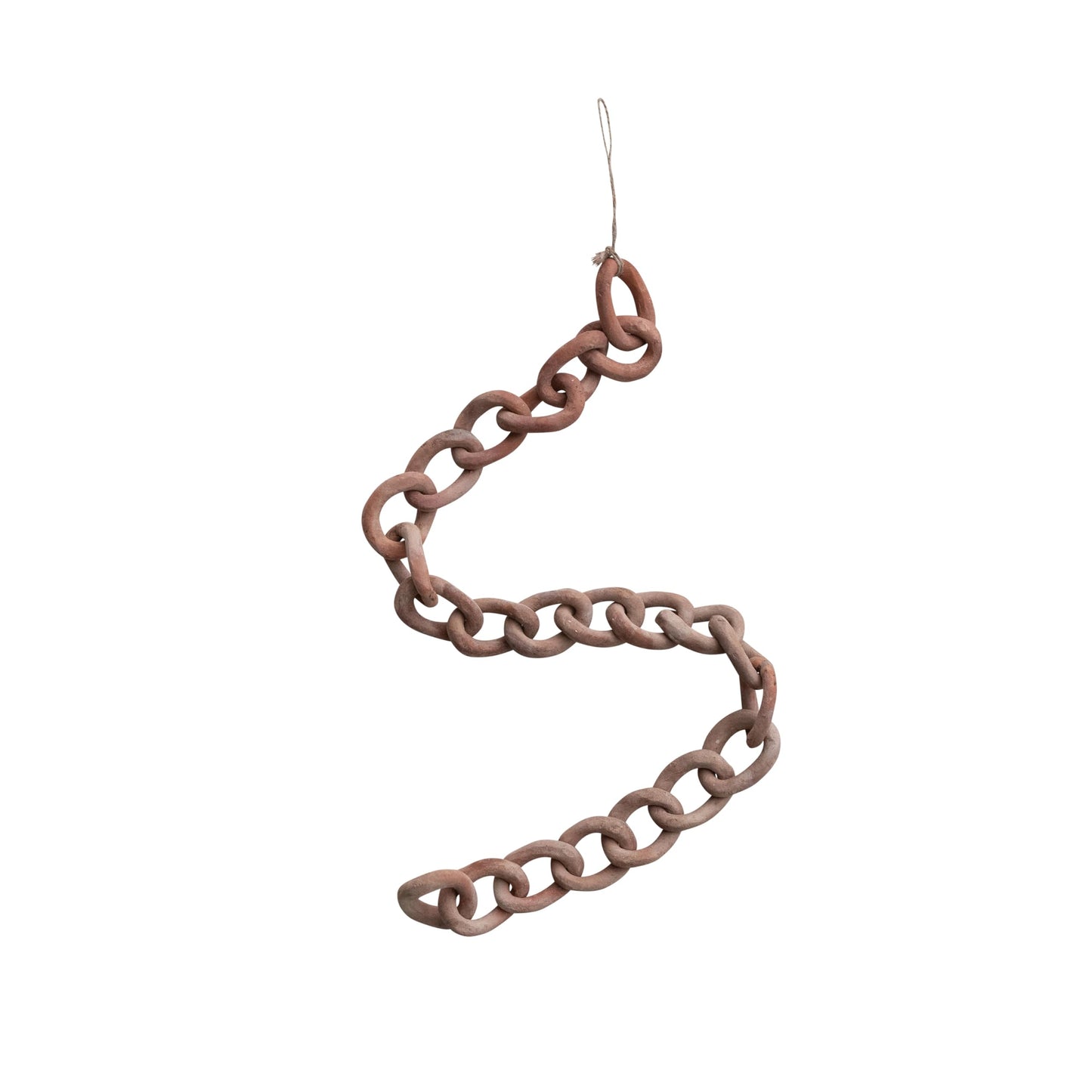 Creative Co-Op Long Handmade Terra-Cotta Chain Decor, Distressed Finish