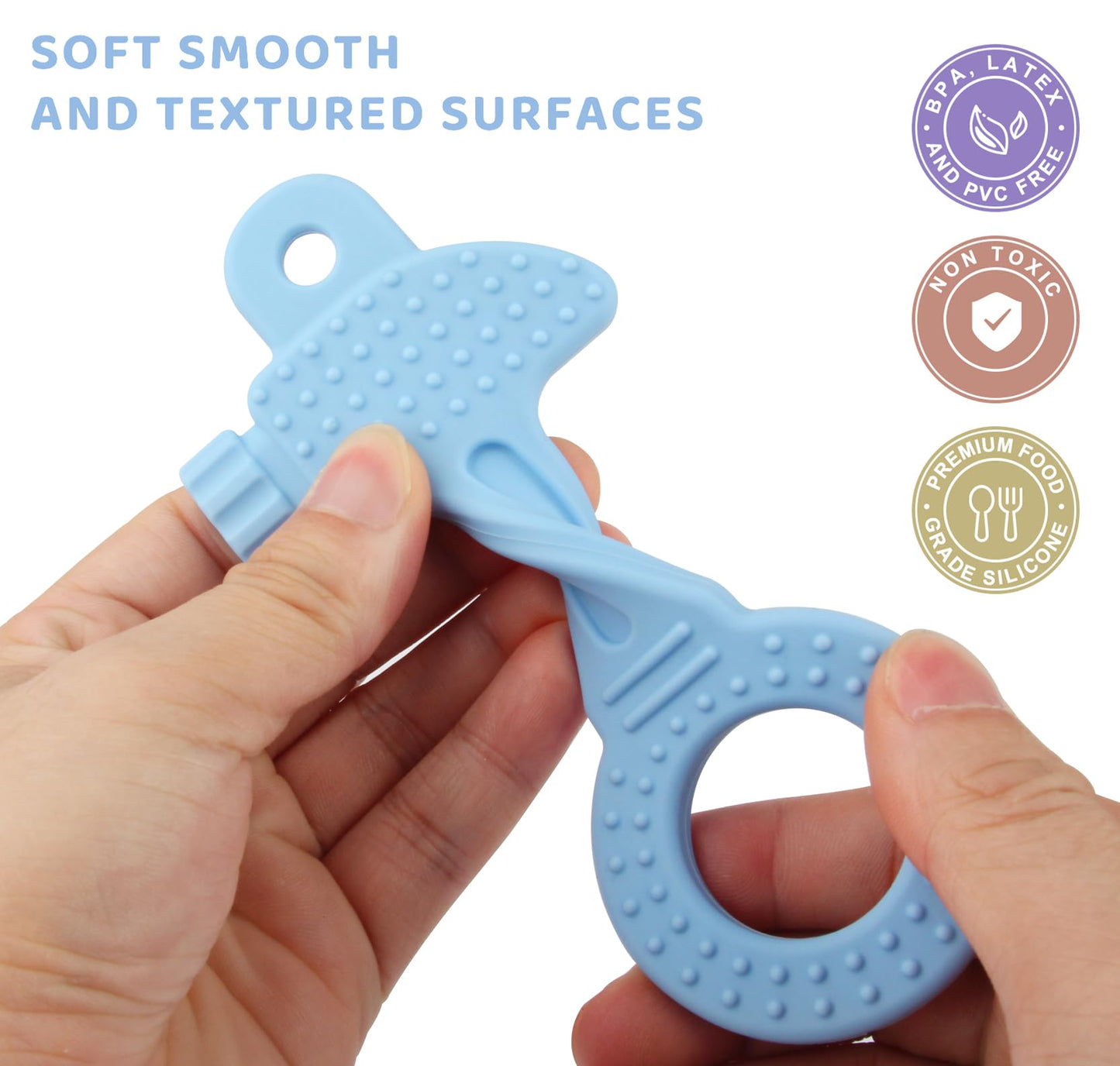 Chuya Baby Teether Toys, Chew Toy, Baby Teething Toys Teething Relief for Infant Toddlers, Hammer Wrench Easy to Hold Silicone BPA-Free (4 Pack)