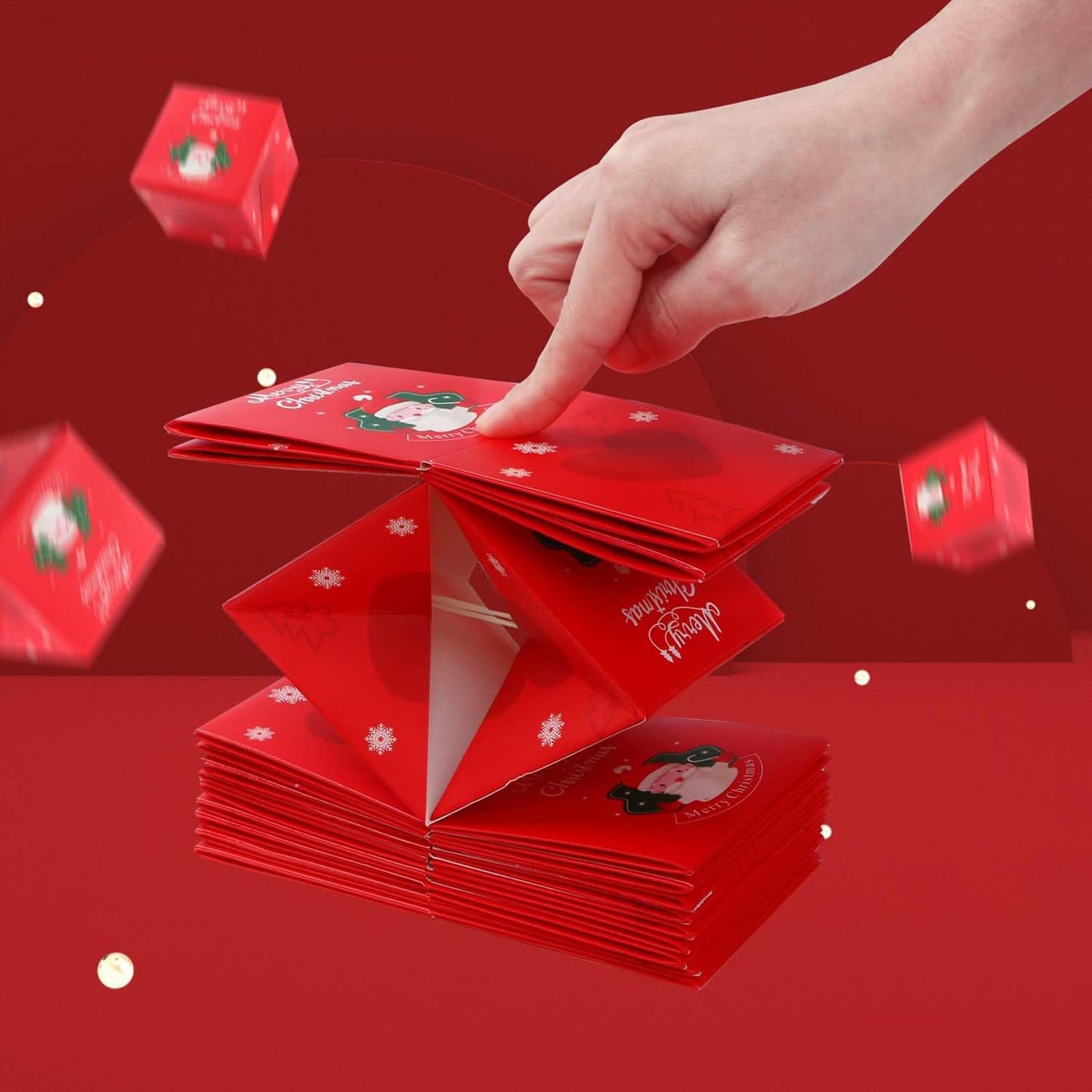 Gocikiko Surprise Gift Box Explosion for Money,Pop-Up Explosion Gift Box Surprise (10 Box Red) - Folding Bouncing Present Box for Christmas, Birthday, New Year & Anniversary Parties