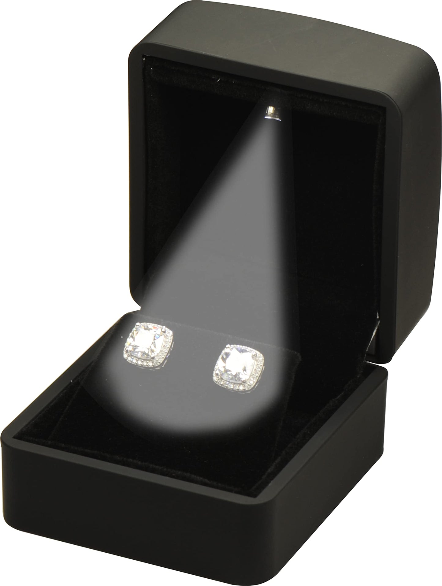 LAODA LED Earring Jewelry Gift Box for Wedding, Proposal, Birthday...Luxury LED Diamond Stud Earring Jewelry Gift Box with Light for Women for Men (Black Earring Box)