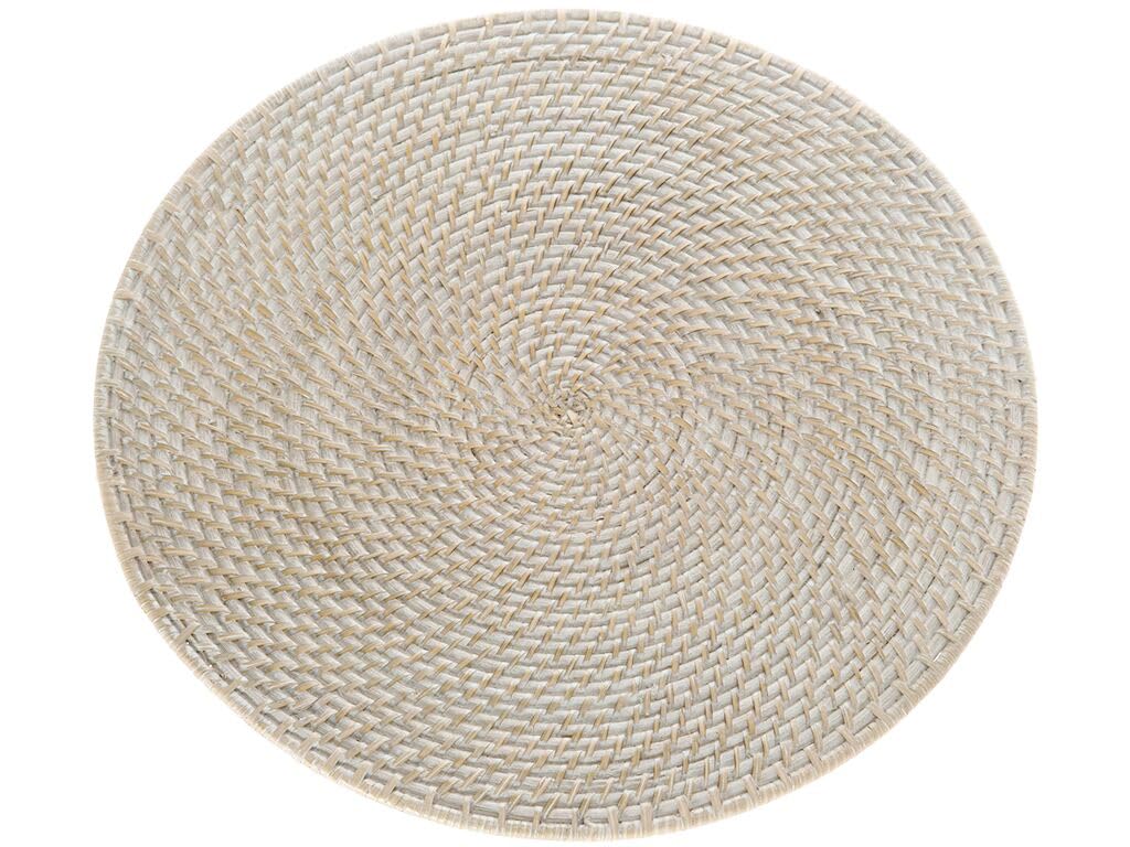 KOUBOO Laguna Table placemat, Round Table Mats Set, Woven Placemats, Boho Table Mats, Rustic Braided Wicker Table Mats Placemats, Kitchen Table Placemats, 15", Whitewash