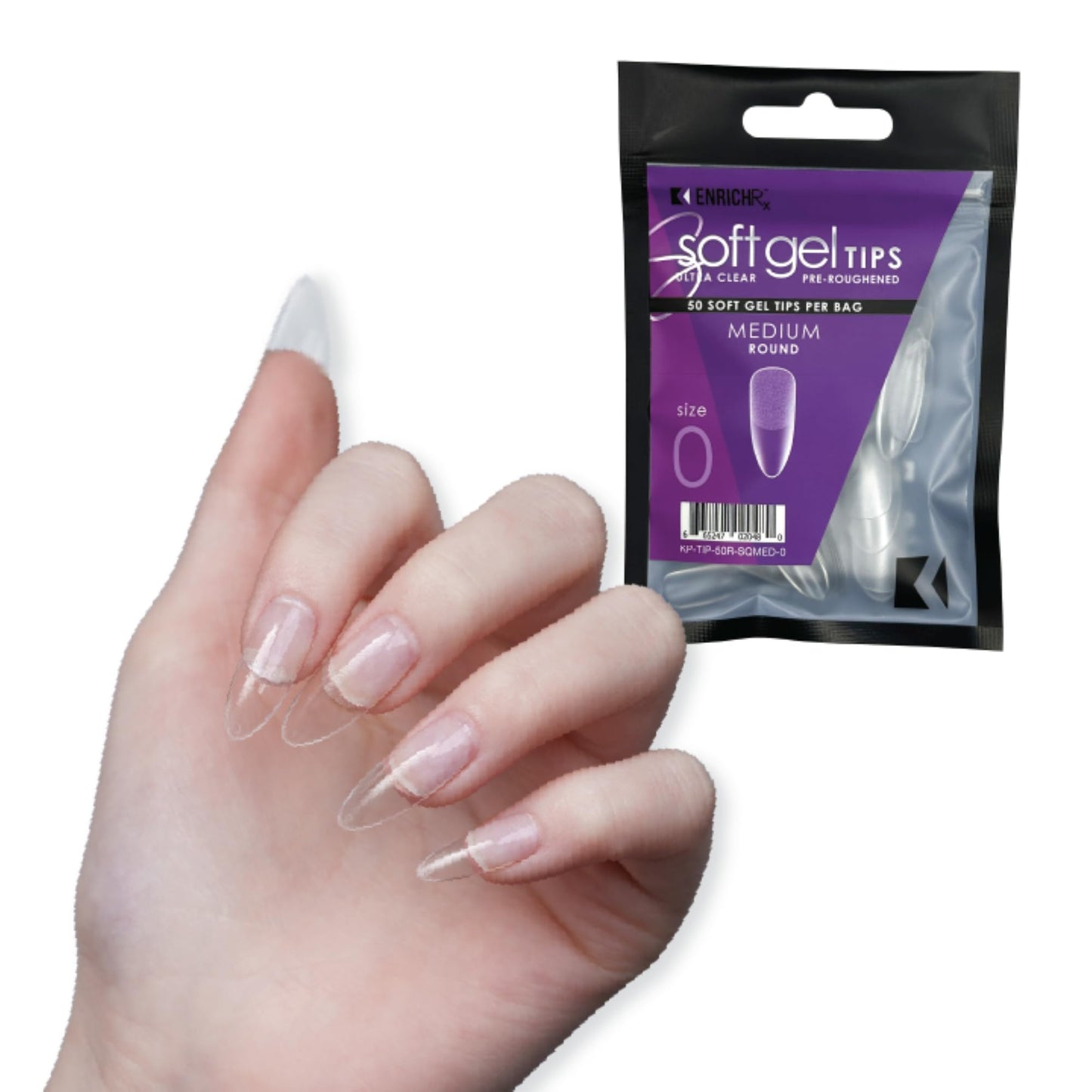 Soft Gel Tips Ultra Clear Pre-Roughened 550 pcs (Medium Round)
