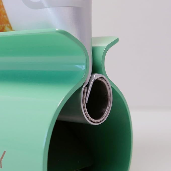 XYKEEY Toothpaste Tube Squeezer - Set of 2 Toothpaste Squeezer Rollers, Metal Toothpaste Tube Wringer Seat Holder Stand (Green)
