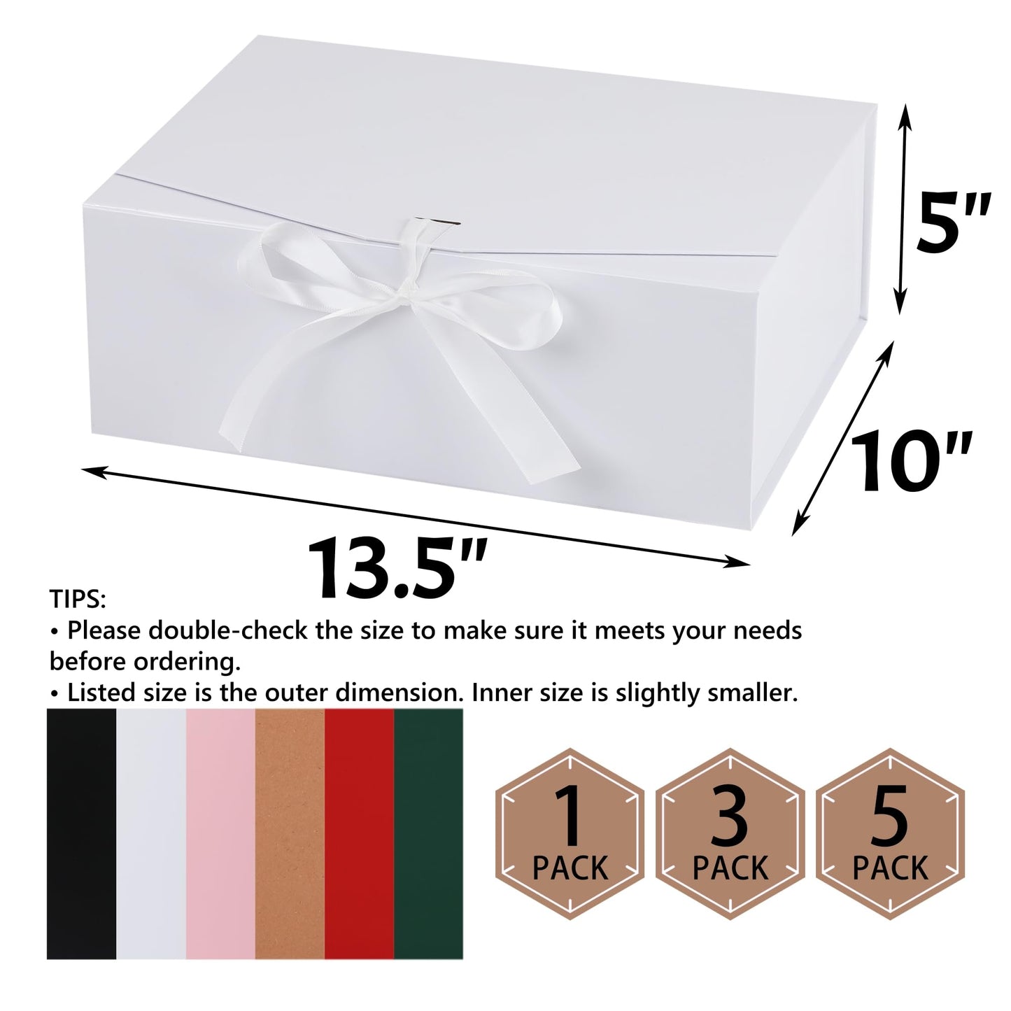 STOBOCTER Gift Box,13.5x10x5 Gift Boxes with Lids for Presents,White Magnetic Gift Box for Wrapping,Birthday, Wedding, Bridesmaid Proposal, Christmas,Includes Ribbon,Card