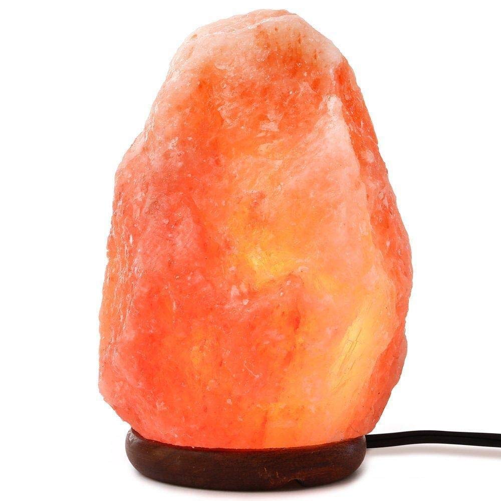 Himalayan Dimmable, Natural Himalayan Crystal Rock Salt Lamp Pink Light, Hand Crafted Wooden Base Direct from Foothills of The Himalayas Home Decor, Night Light & Gifts