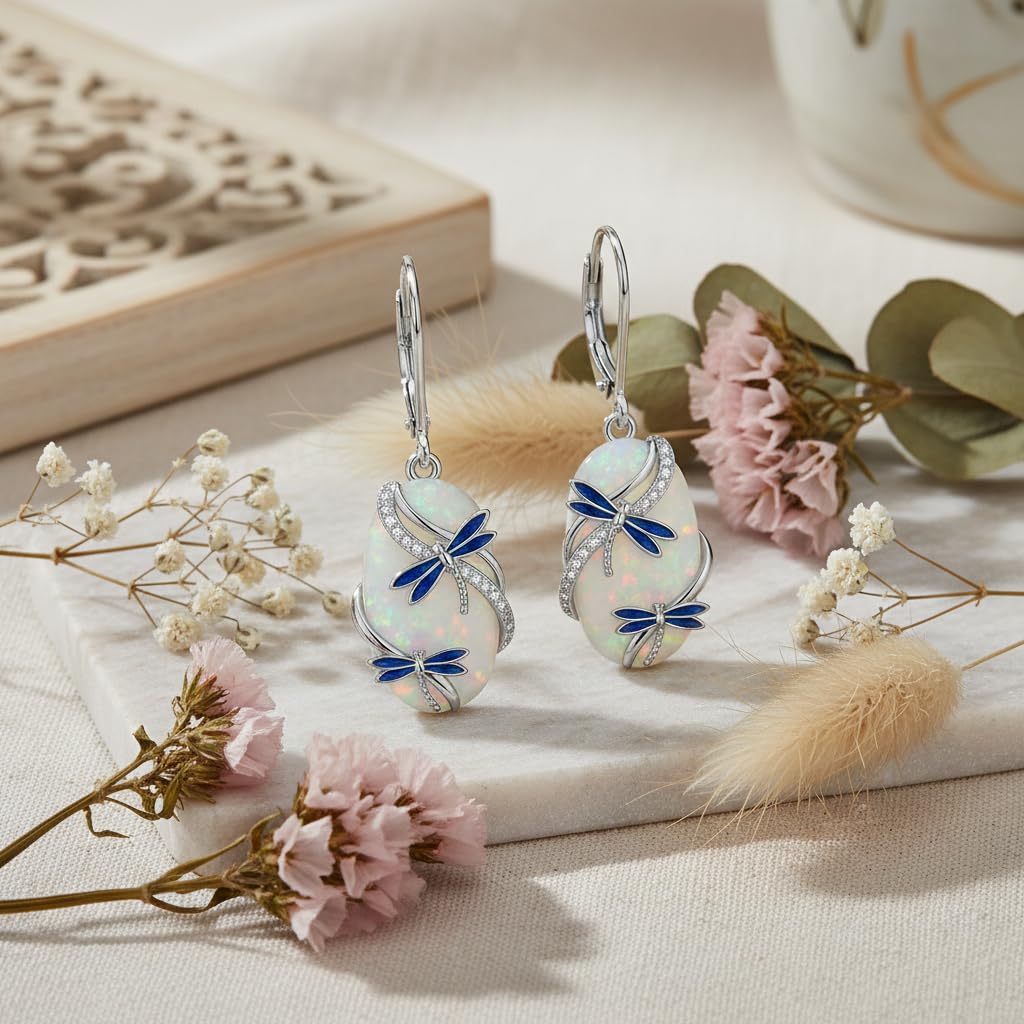 ONEFINITY Opal Dragonfly Earrings Opal Earrings Dragonfly Jewelry Gifts for Women