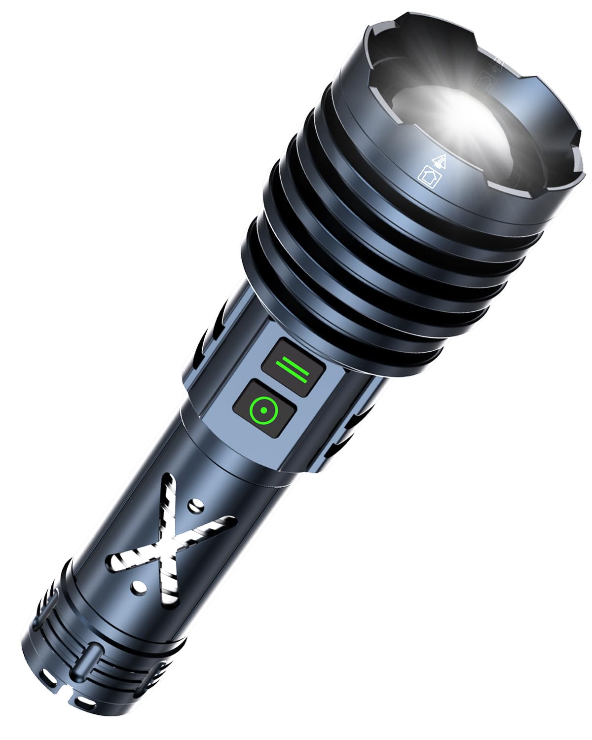 Amzyigou Super Bright Flashlight 2600,000LM High Lumens Rechargeable, USB C Charge/Discharge, 30H+ Runtime, 6 Modes, Zoomable Focus, Dual Buttons, Premium Gift for Home Camping Emergency (Casual)
