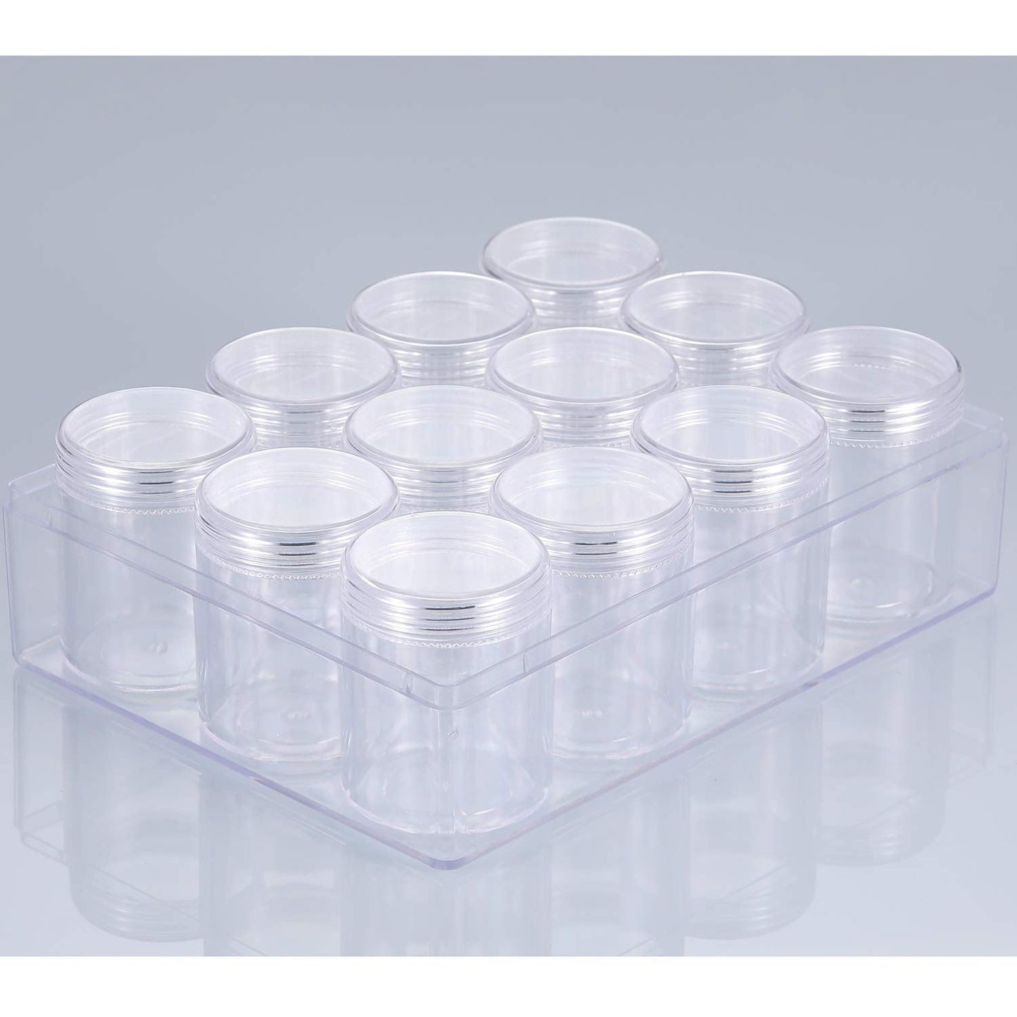 Blulu Clear Bead Organizer Small Bead Storage Containers Set 12 Pieces Plastic Storage Cases Cylindrical Clear Craft Supply Case for Earrings, Rings, Necklace, Threads, Beads(1.9 x 1.5 x 1.5 Inches)