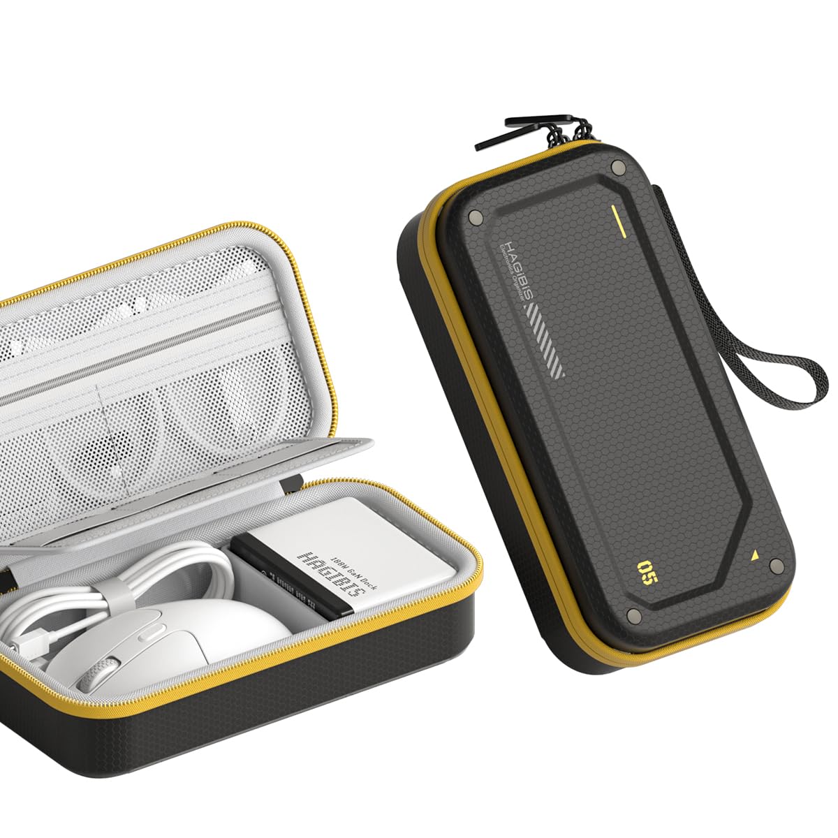 Hagibis Electronic Organizer Traveling Case Bag EVA Hardshell PU Portable Carrying Pouch for Mouse, Charger, Cables, Power Bank, SD Cards, USB Flash Disks, Accessories (Black)