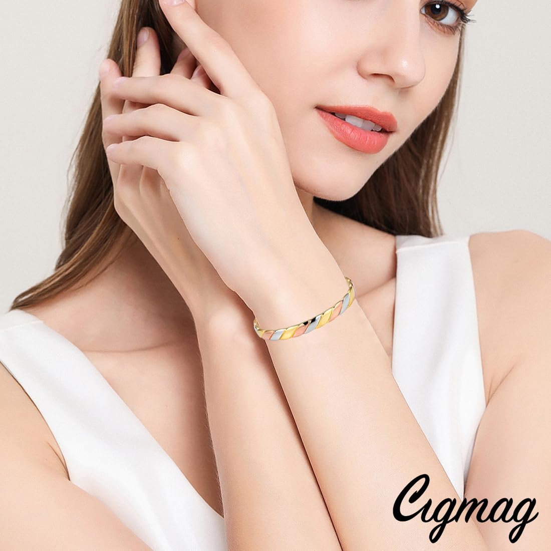 Cigmag Copper Bracelets for Women Pure Copper Bracelet Cuff Bangle Strength Magnet Adjustable